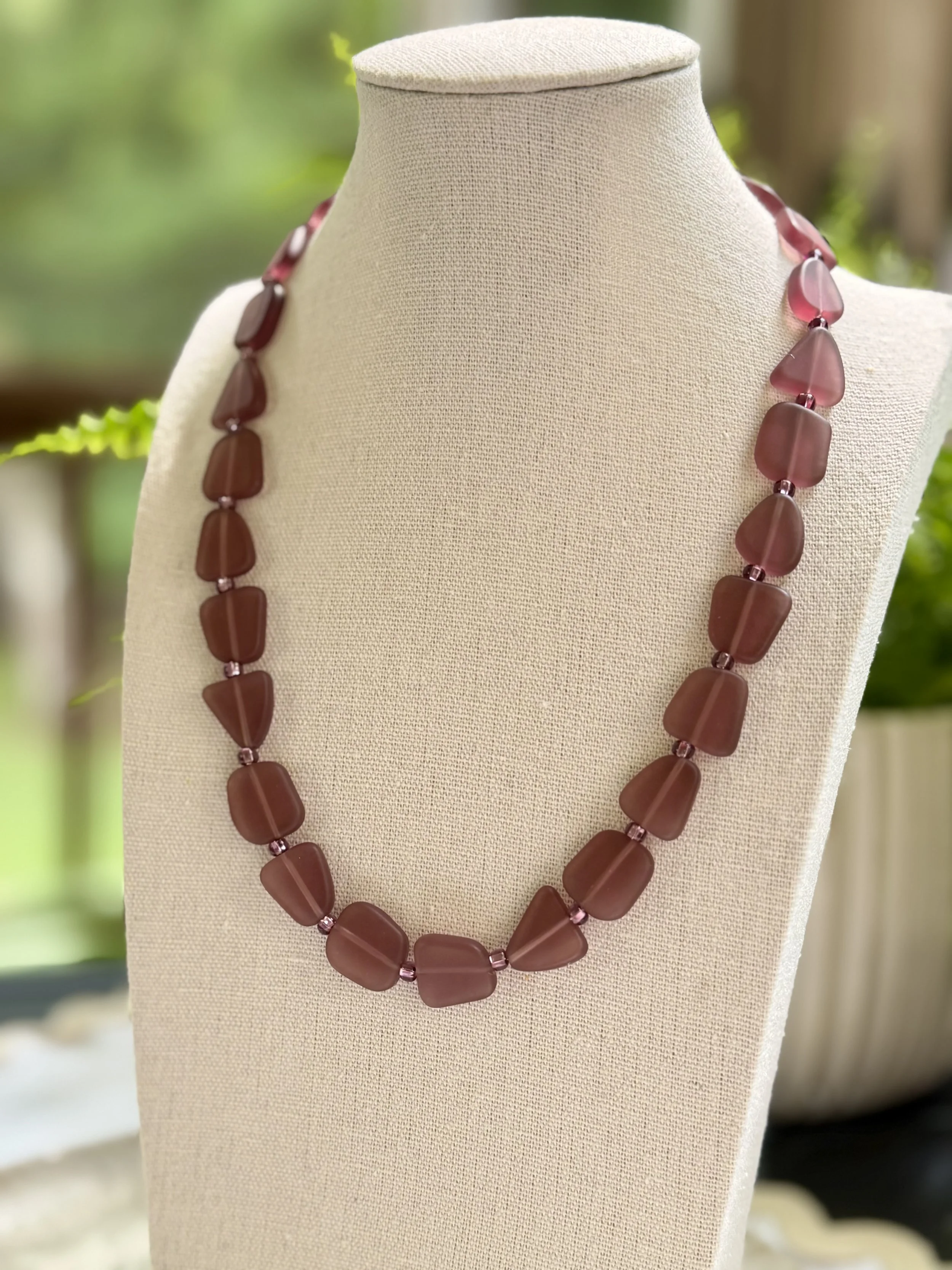 Plum Sea Glass Necklace