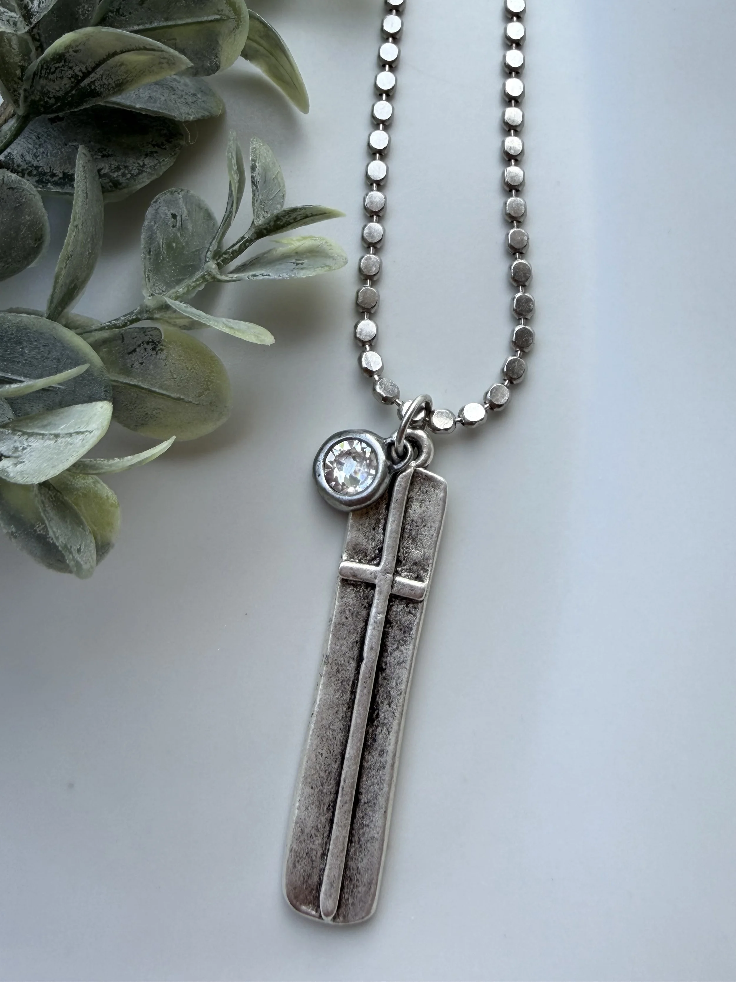Silver Chain with Cross/CZ Charm