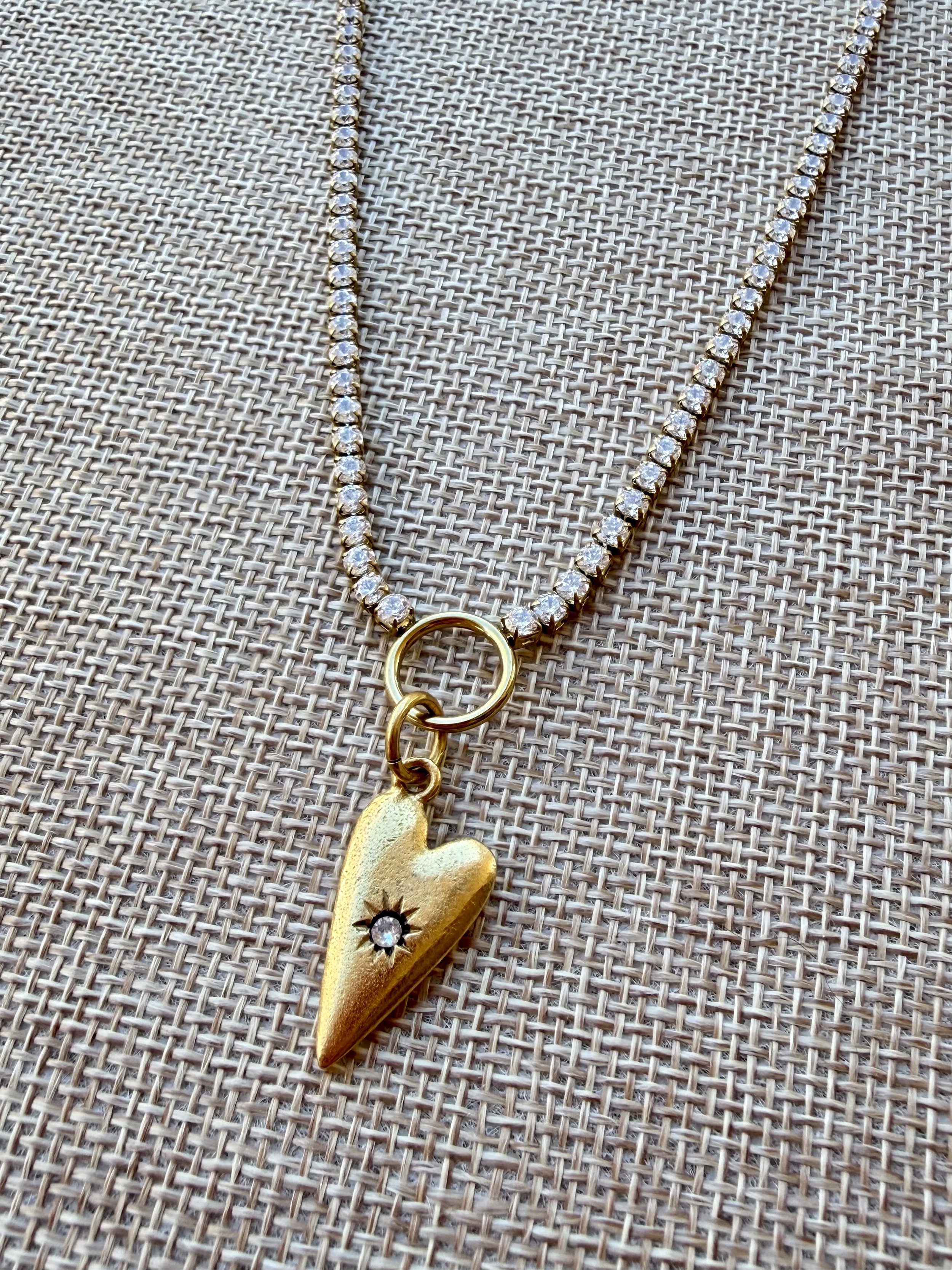 CZ Heart on 18 in. rhinestone chain