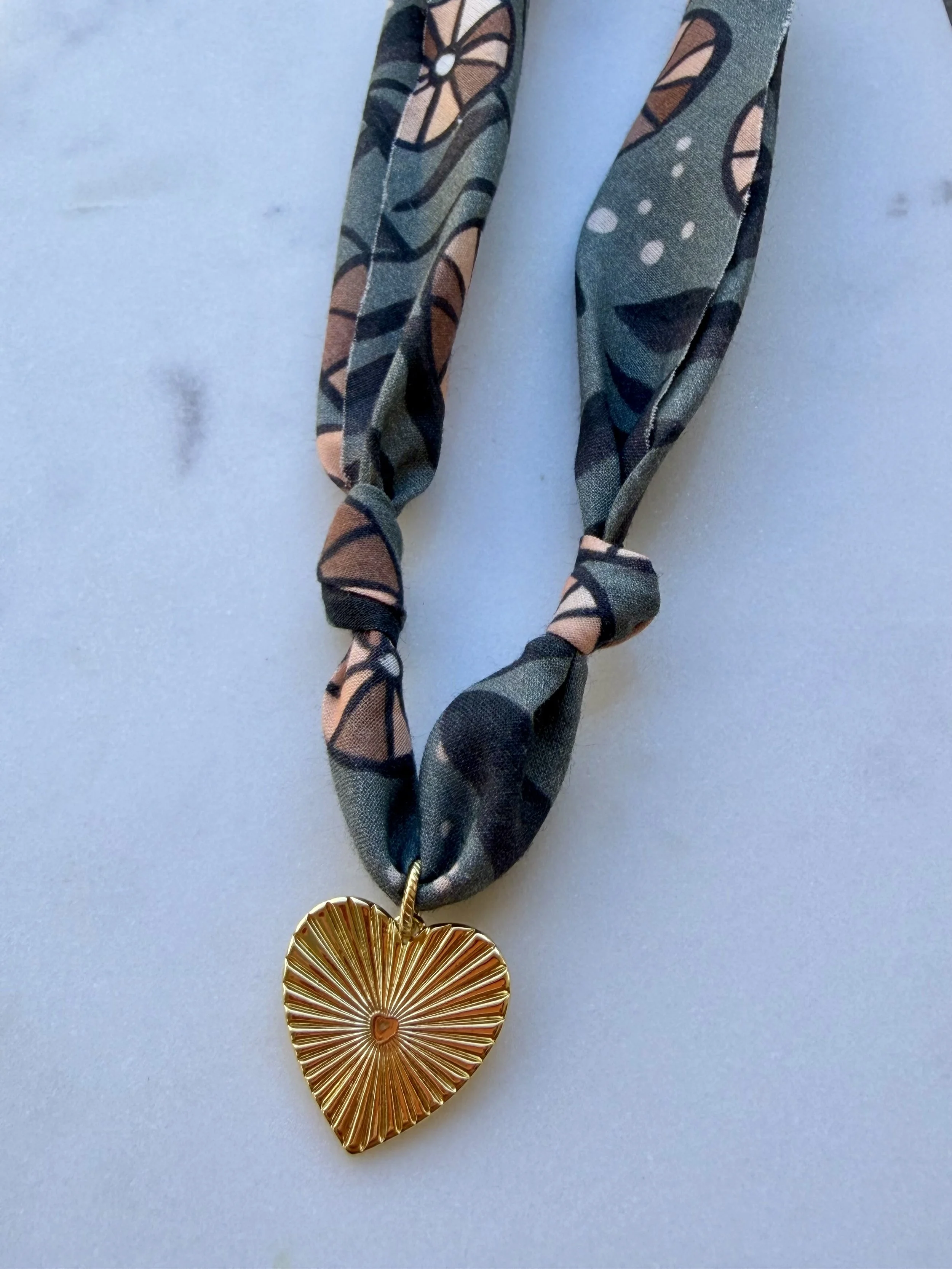 Gold Heart Bandana Necklace