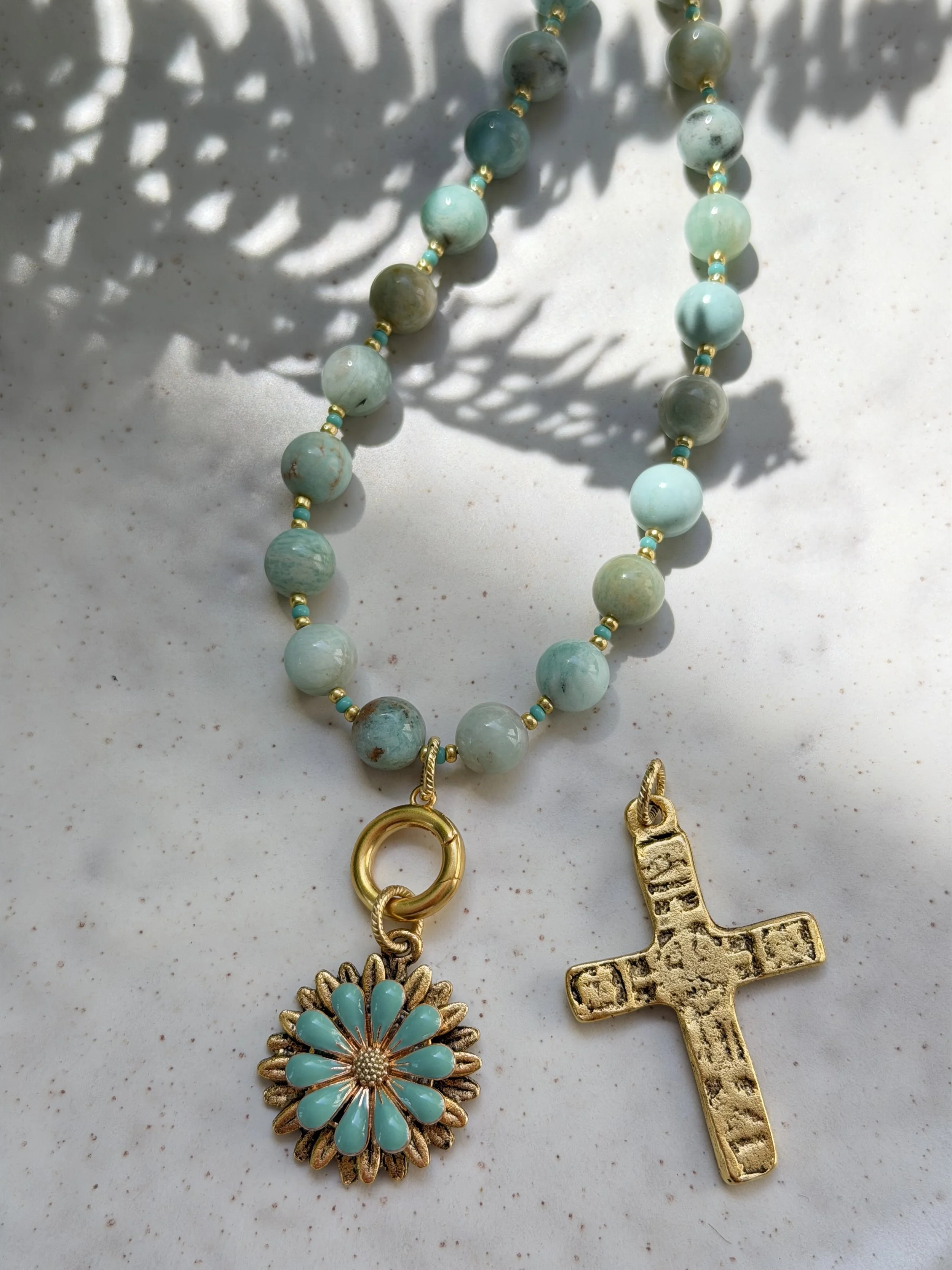 Amazonite Necklace with Open Clasp