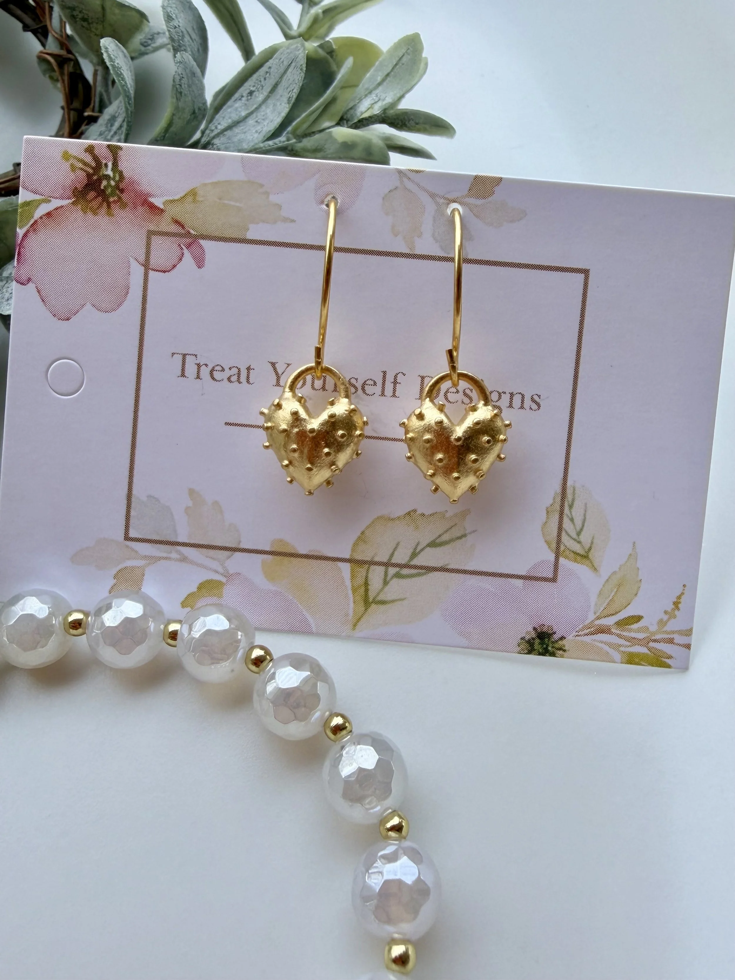 Gold Dotted Heart Earrings