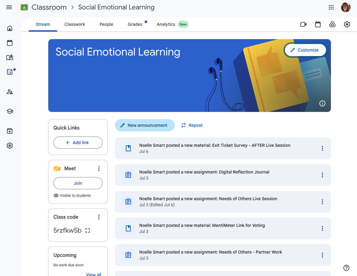SEL Curriculum on Google Classroom
