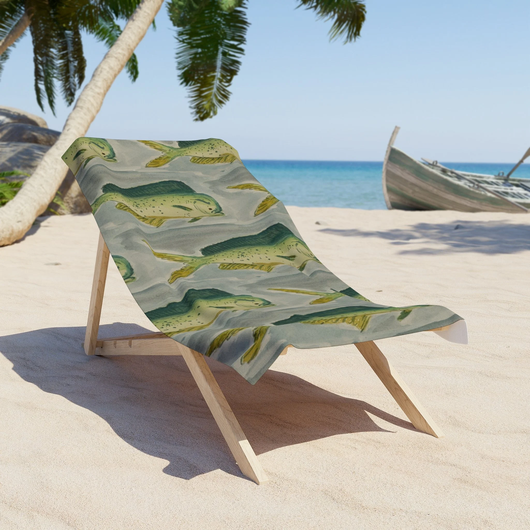 Beach Towel Watercolor Mahi Mahi Design