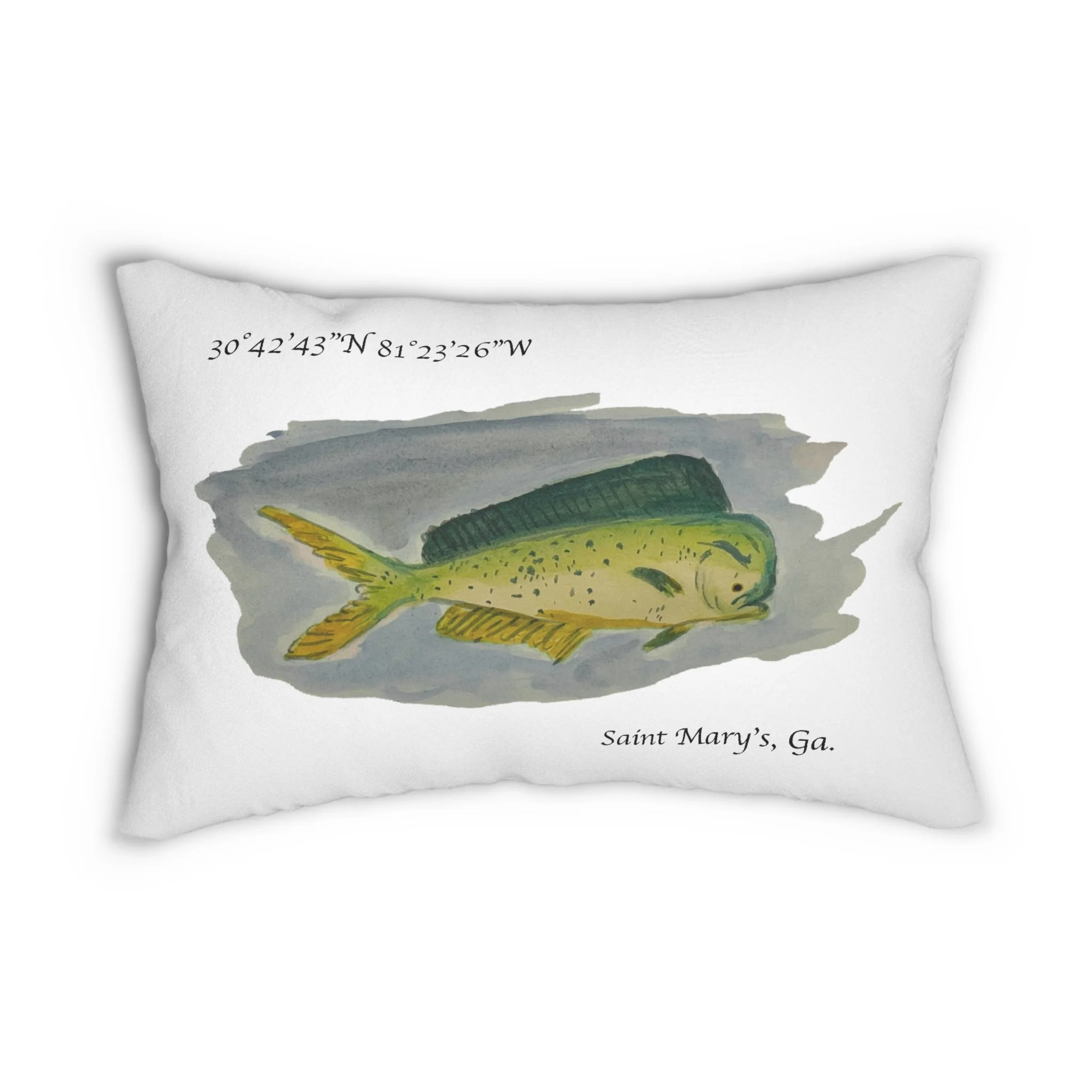 Watercolor Mahi Mahi Pillow Saint Marys Ga. Coordinates