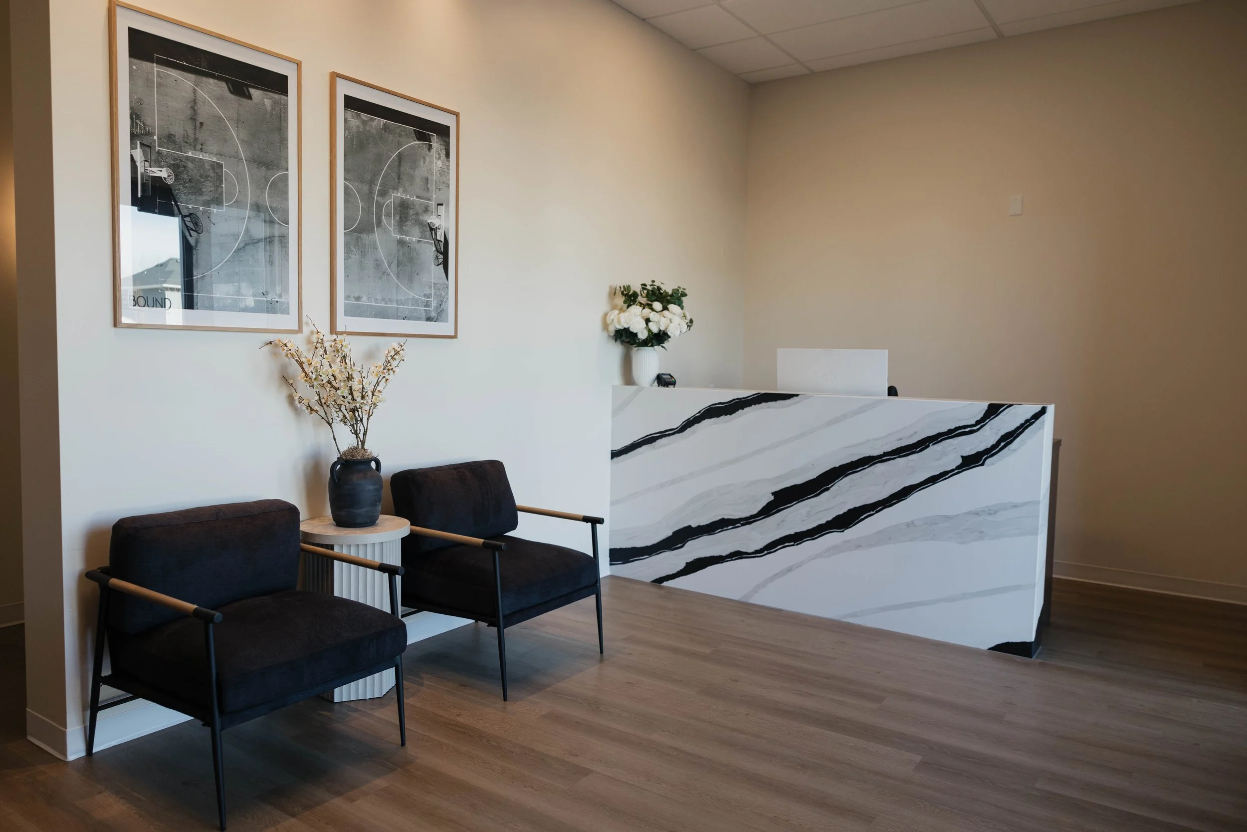 Front desk and waiting area at Rebound Chiropractic in Lehi, Utah