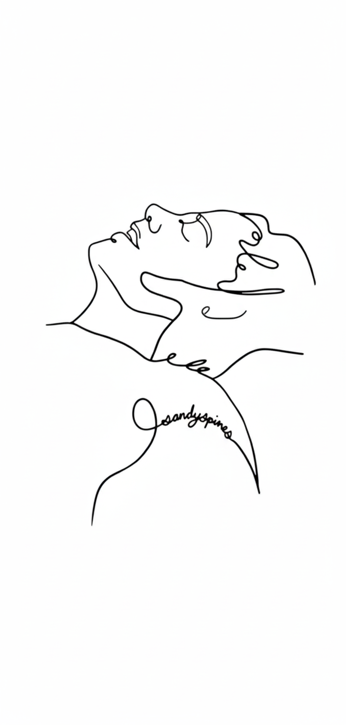 Line drawing of two people kissing with the name 'osandypino' written underneath.