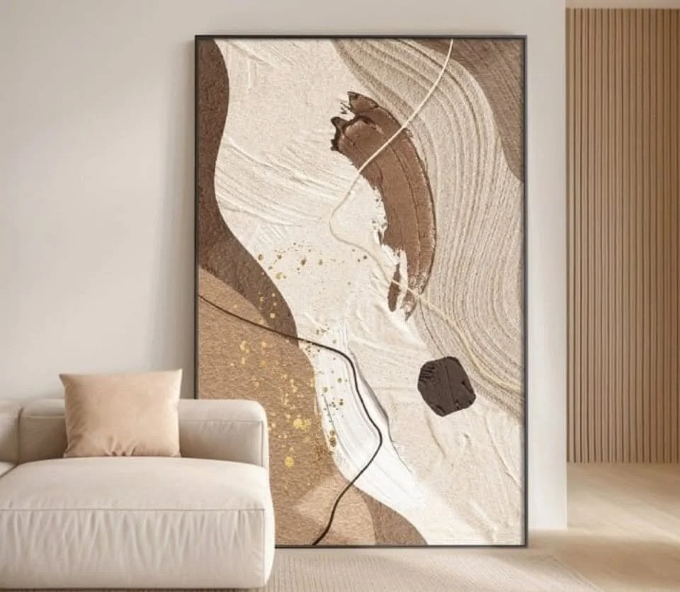 Neutral Abstract Wall Art – Modern Minimalist Earth Tone Canvas Print”