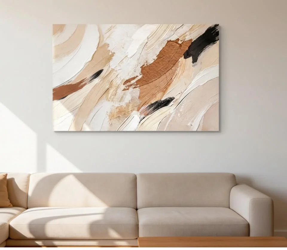 Modern Abstract Wall Art in Neutral Tones – Contemporary Canvas Decor