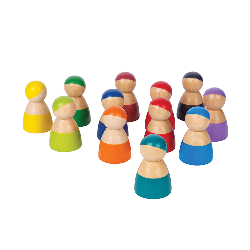 Wooden Rainbow Peg People 12pcs