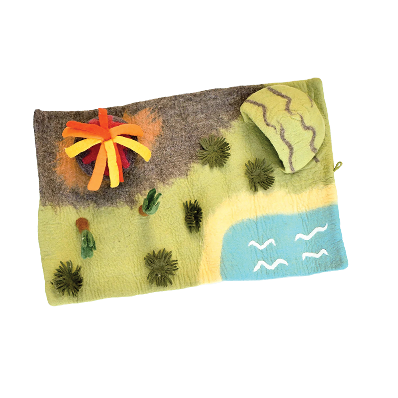 Taras Treasures Dinosaur Land with Volcano Play Mat Playscape Large