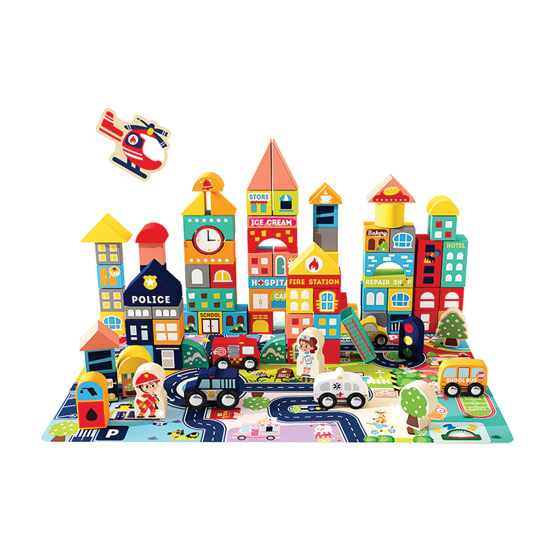 Wooden City Blocks Set (110 pcs)