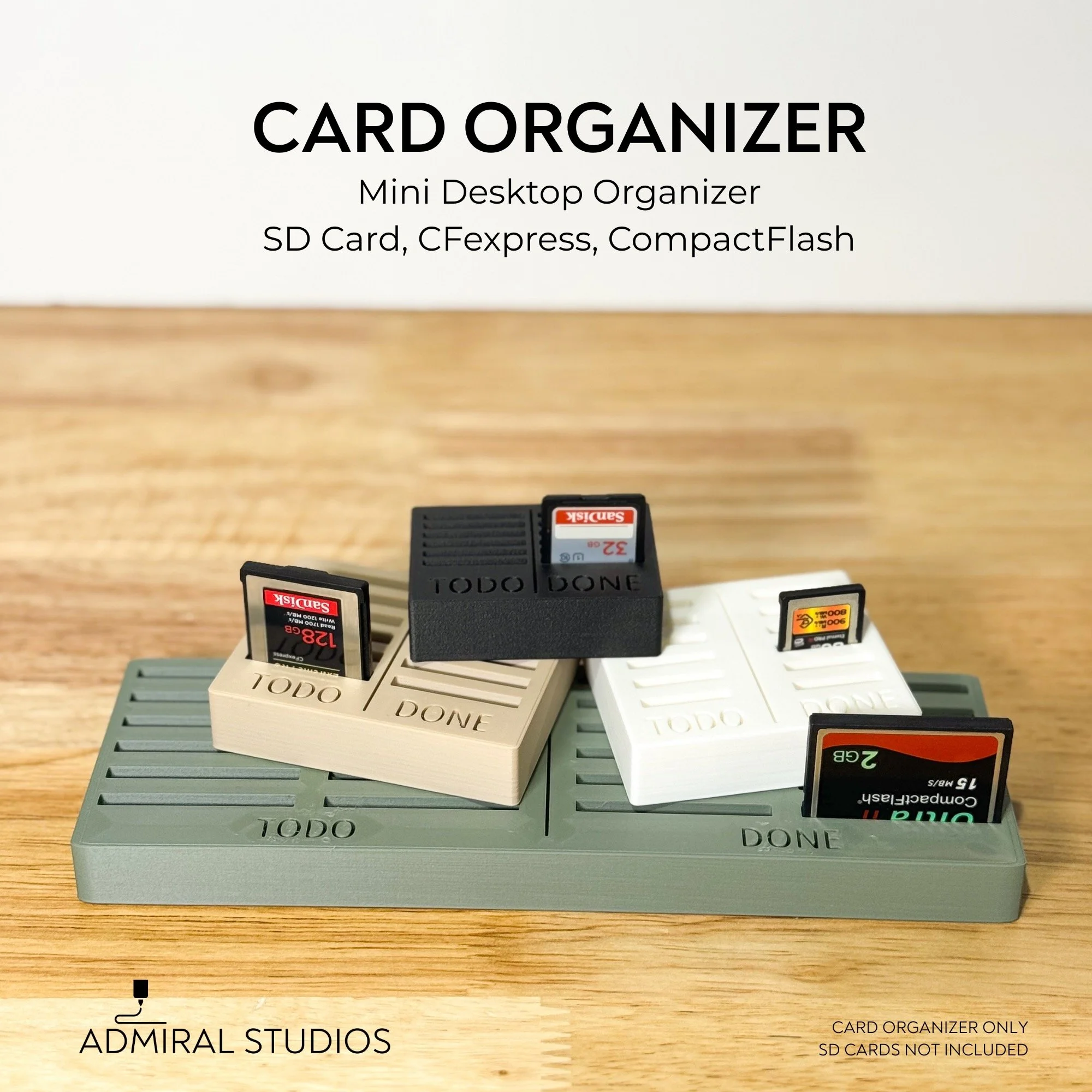 Mini Desktop Organizer for SD, CFe or CompactFlash: Desktop Storage for Photographers & Videographers
