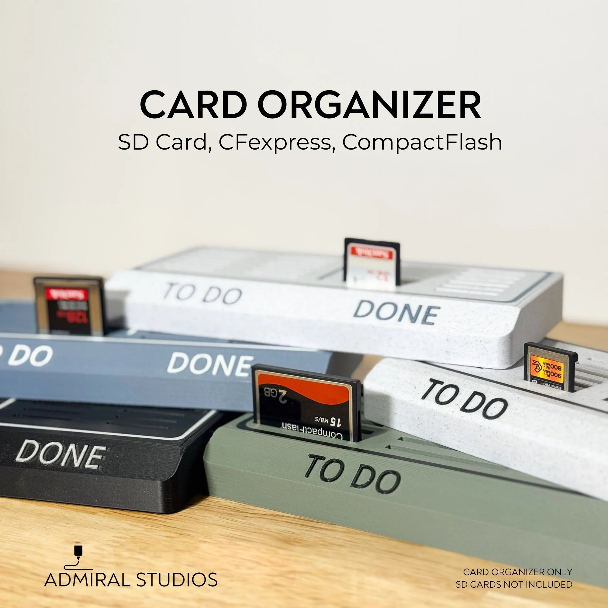 SD Card, CFexpress & CompactFlash Organizer | 24 or 48 Slot Desktop Memory Card Holder