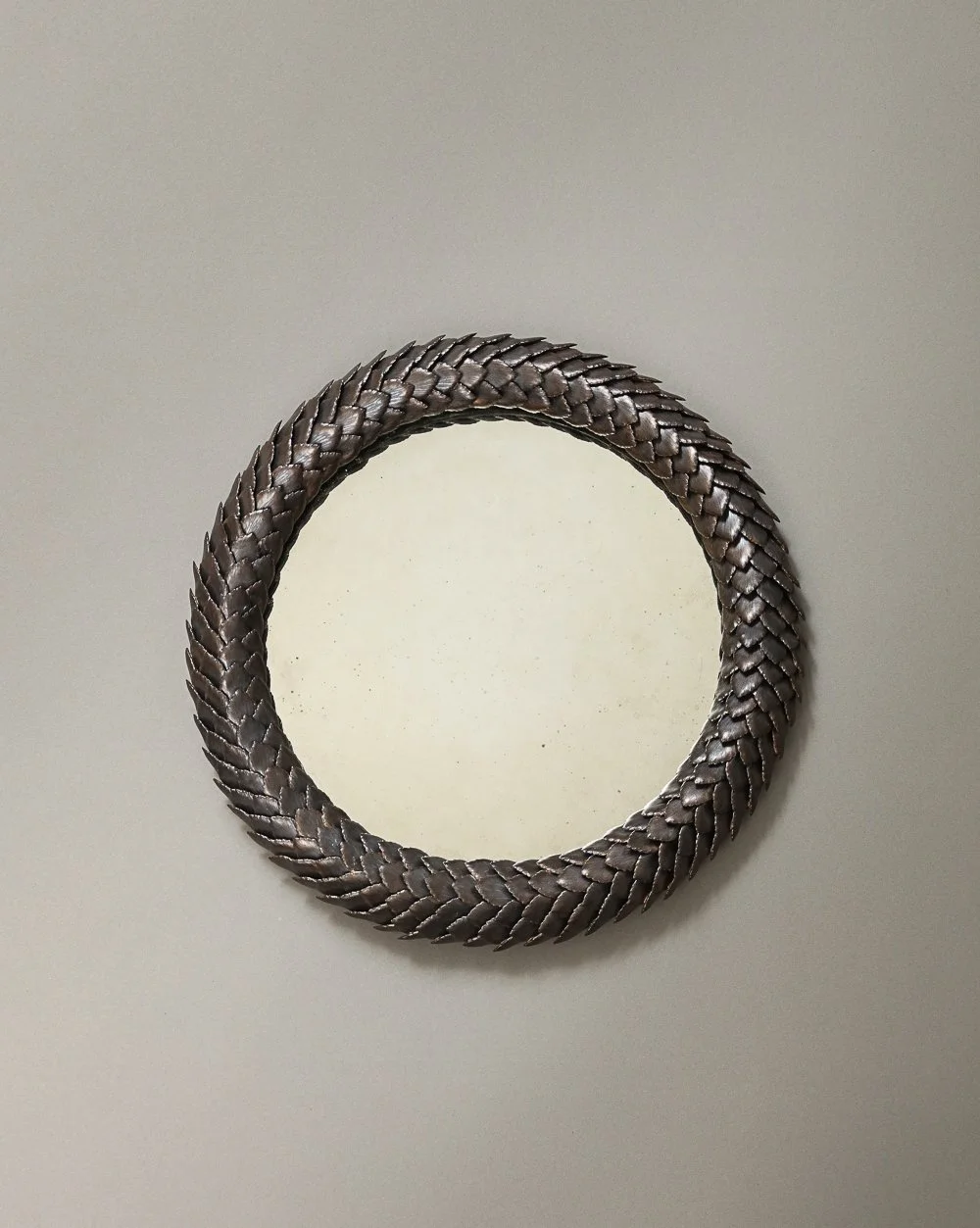 Laurel Wreath Mirror, Metallic Glaze, Antique Mirror