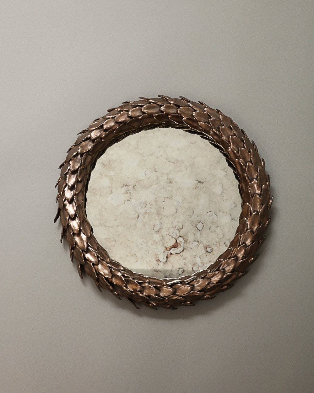 Laurel Wreath Mirror, Metallic Glaze, Antique Mirror