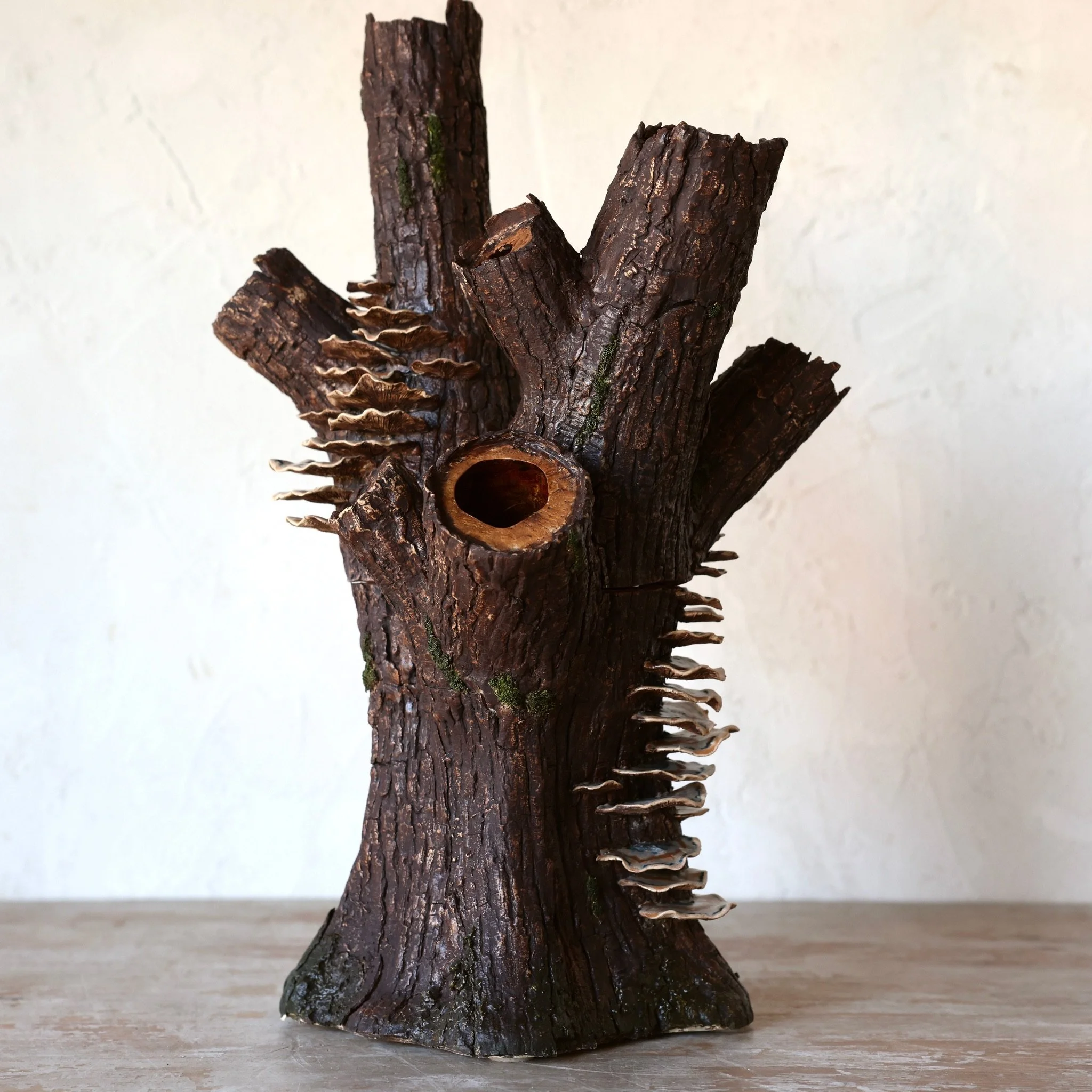 Faux Bark Two Piece Tulipiere with Turkey Tail Mushrooms (Copy)