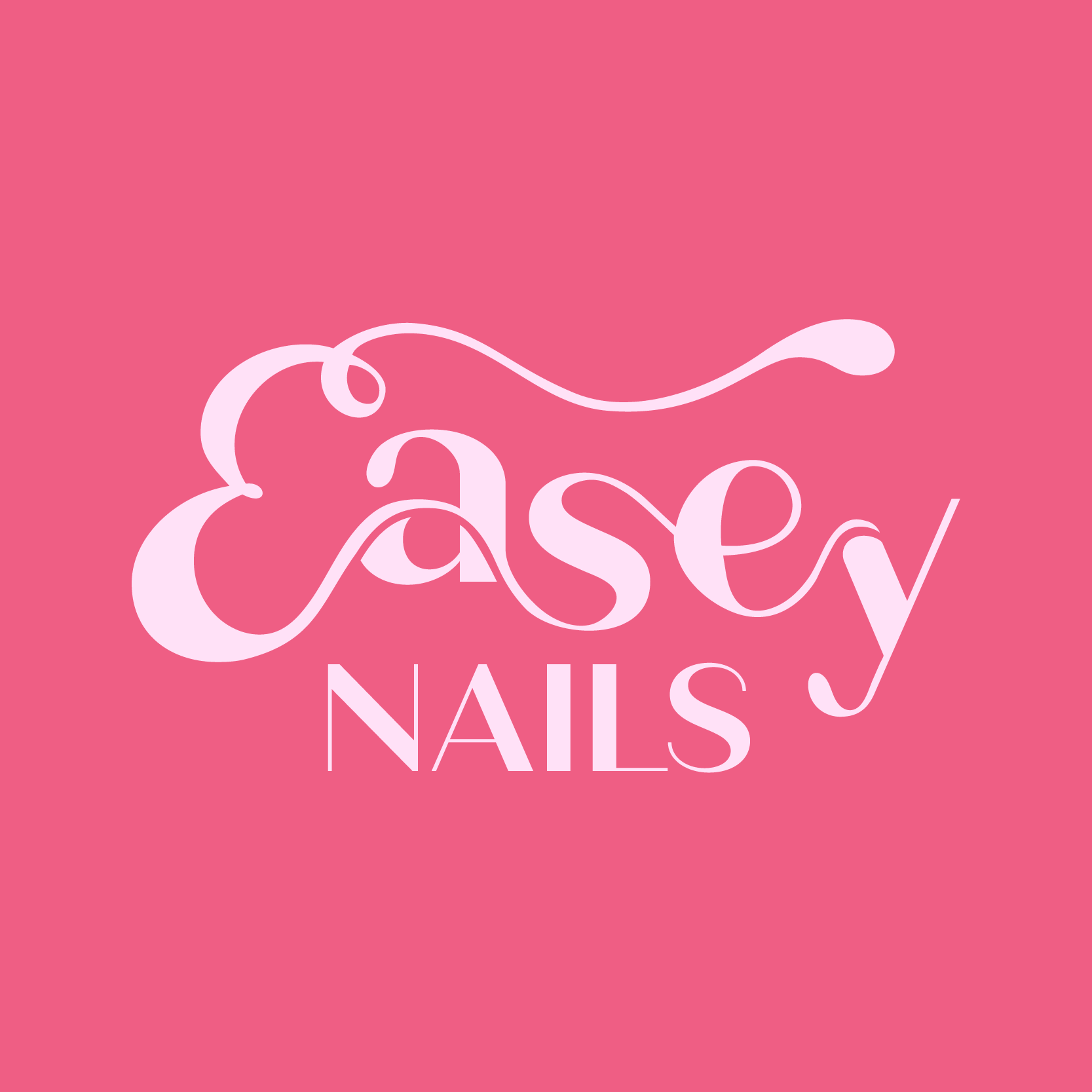 Pink background with white text reading 'Easley Nails', featuring a stylized nail polish brush forming part of the text.