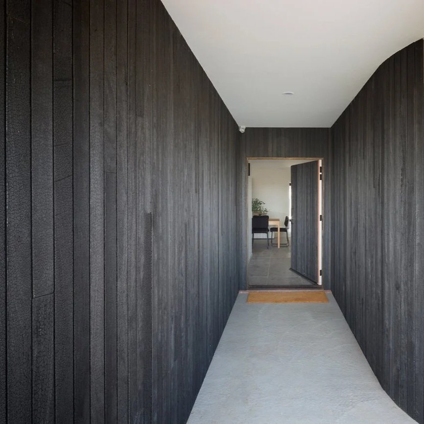 Japanese Charred Shou Sugi Ban Cladding entrance by Banksia Projects