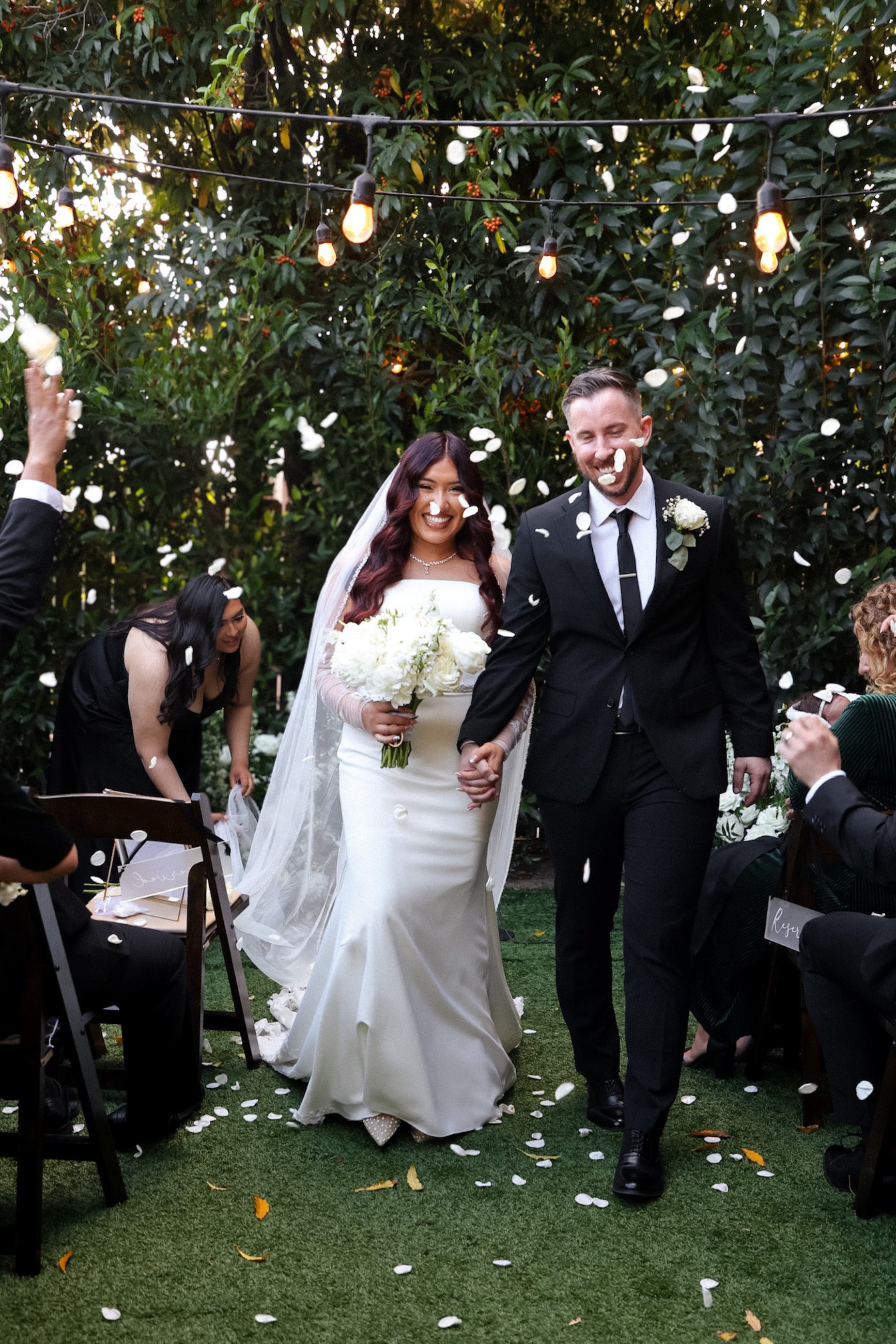 just married flower petals bride and groom.jpg