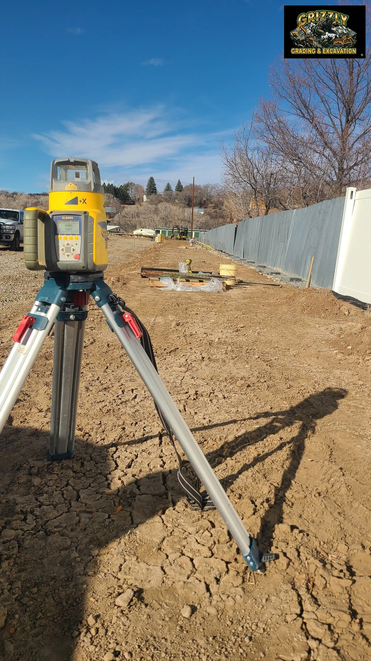 Before you move a yard of dirt, you know where every foot needs to land.

Spectra laser set, grade established. This is what the first day on a site looks like. Before anyone touches the controls.

River Village RV Park, Paonia, CO. North Fork of the