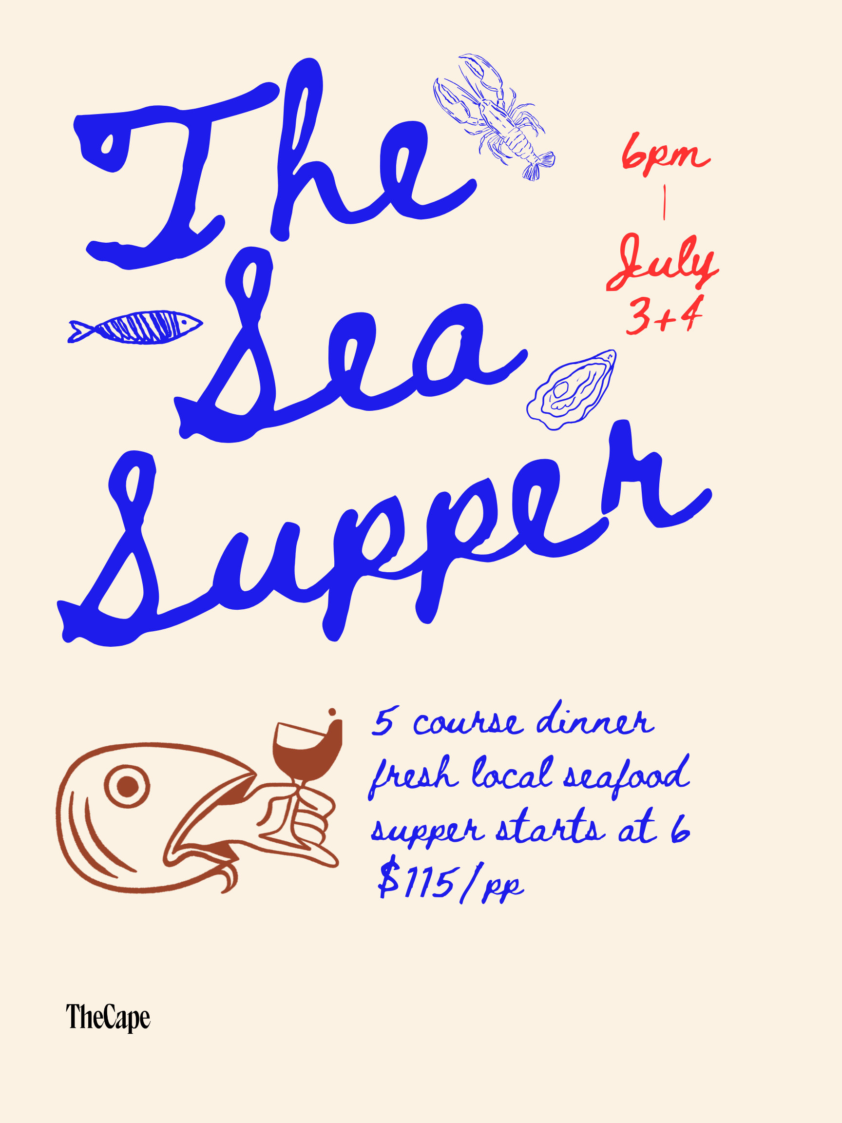 Blue Red Aesthetic Whimsical Illustration Summer Wall Art Poster.png