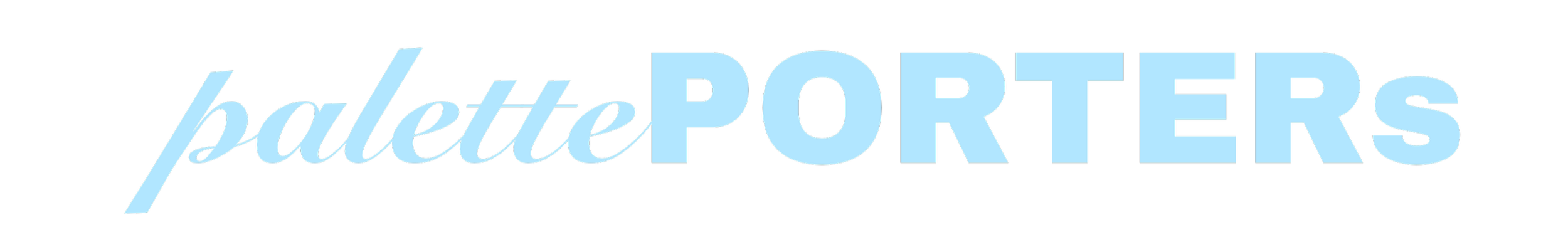 Pallete Porters logo with stylized cursive and bold lettering in shades of blue.