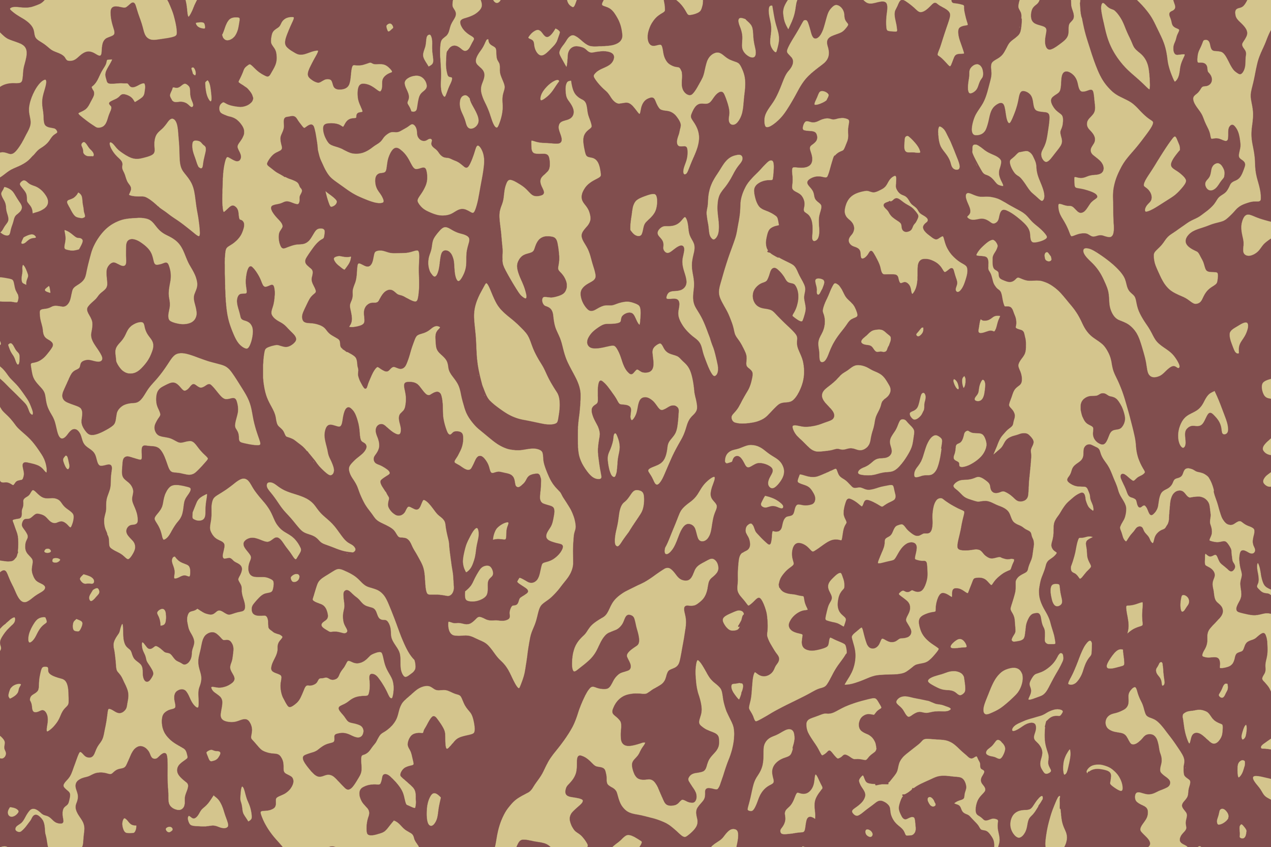 A pattern with dark red leaves and branches on a beige background, resembling a botanical or natural design.