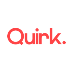 The word 'Quirk.' written in red lowercase letters with a period at the end.