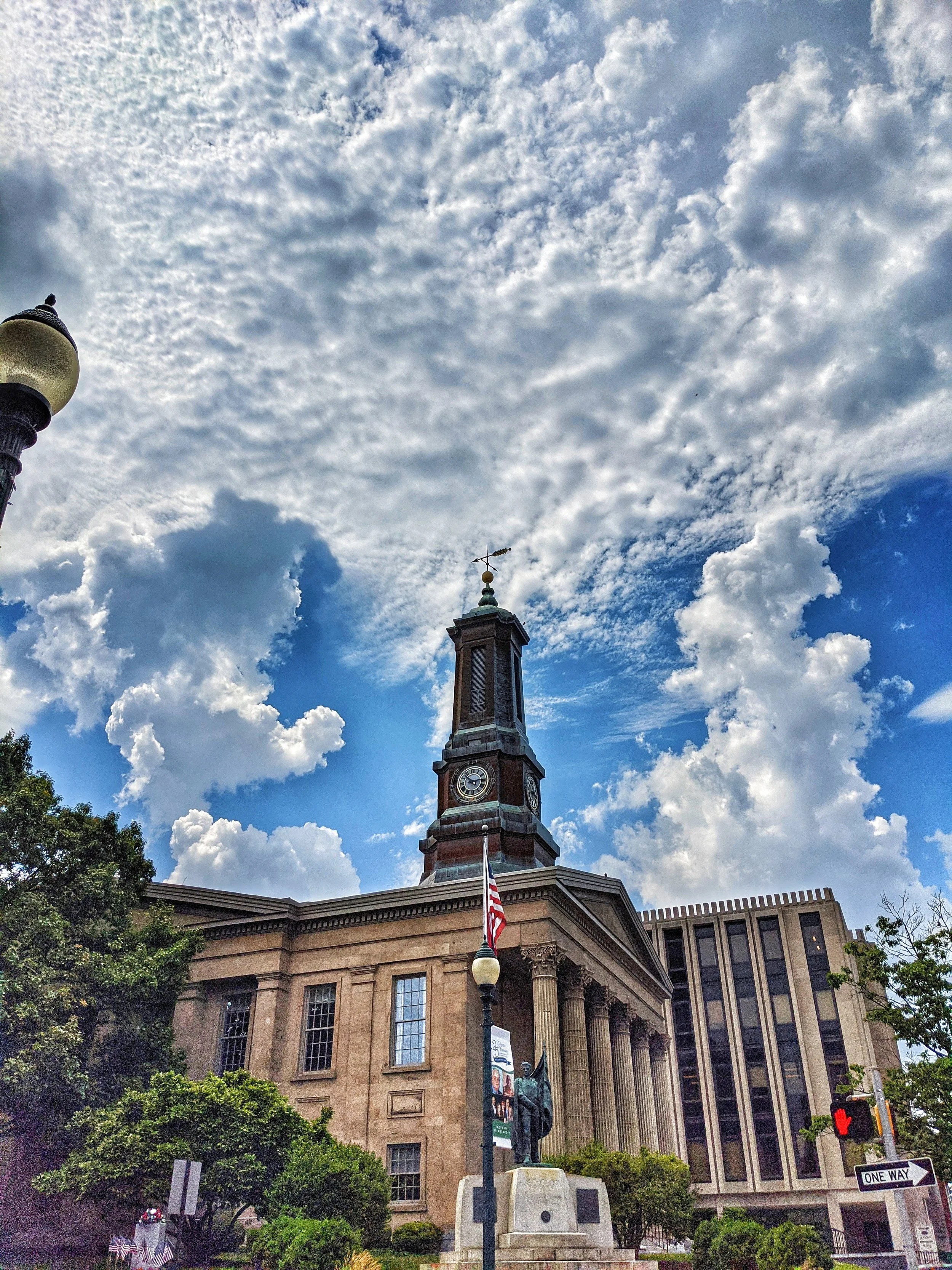 Courthouse and Clouds 12x12 Canvas