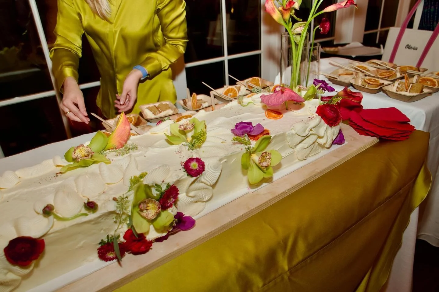 Friend Cakes serving cake at an event catered by Gourmet Gals Catering & Events in Austin, Texas.