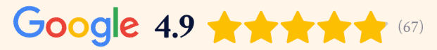 Google review rating showing 4.9 out of 5 stars based on 67 reviews.
