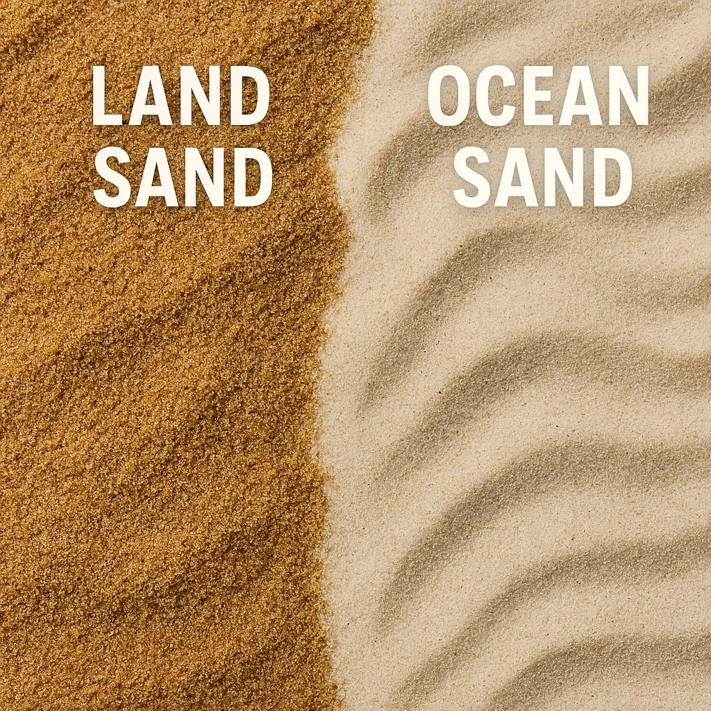 The difference between land sand and ocean sand