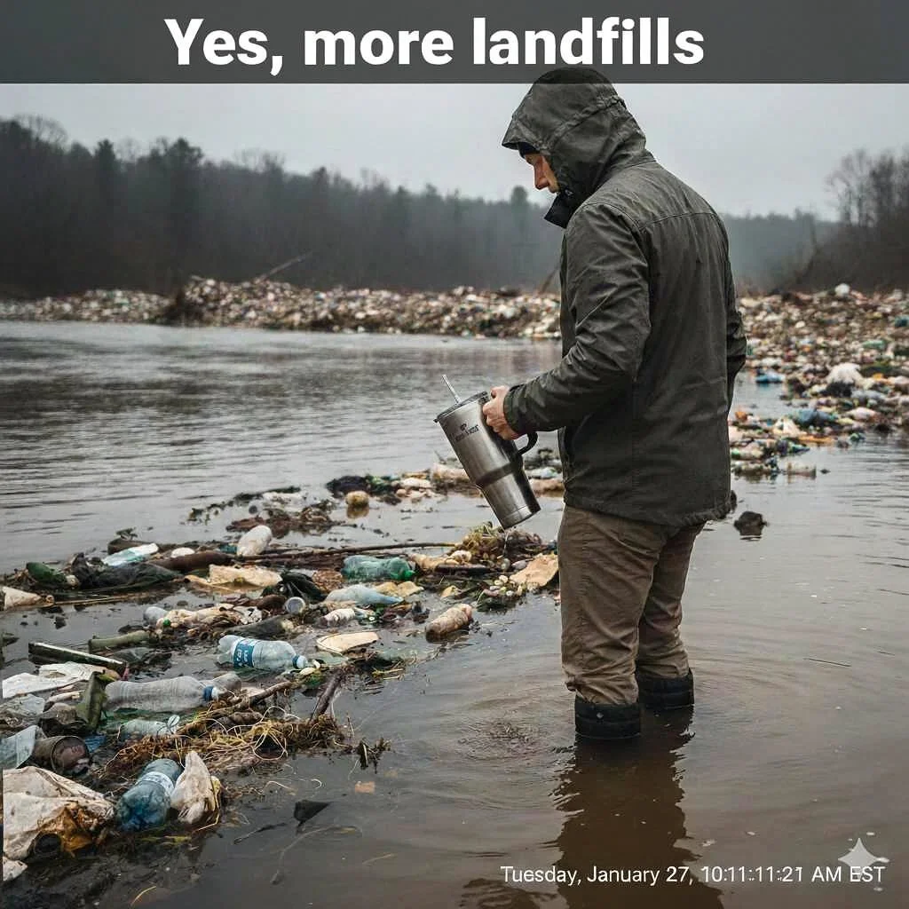 Individual in contaminated water amid overflow, illustrating urgent need for wats management, spotlighting urgent need for waste mangement reform and better recycling efforts