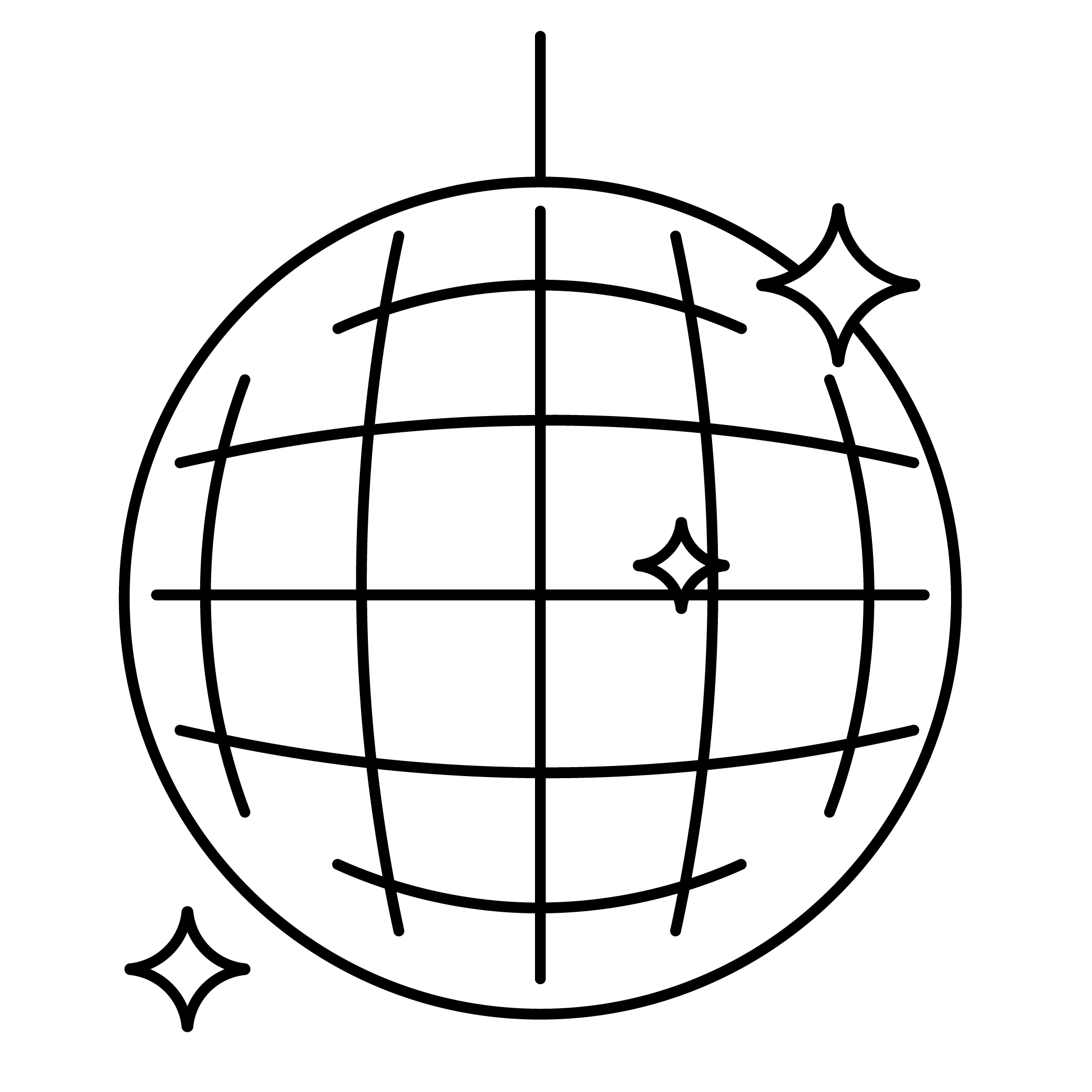 An illustrated icon of a Disco Ball.