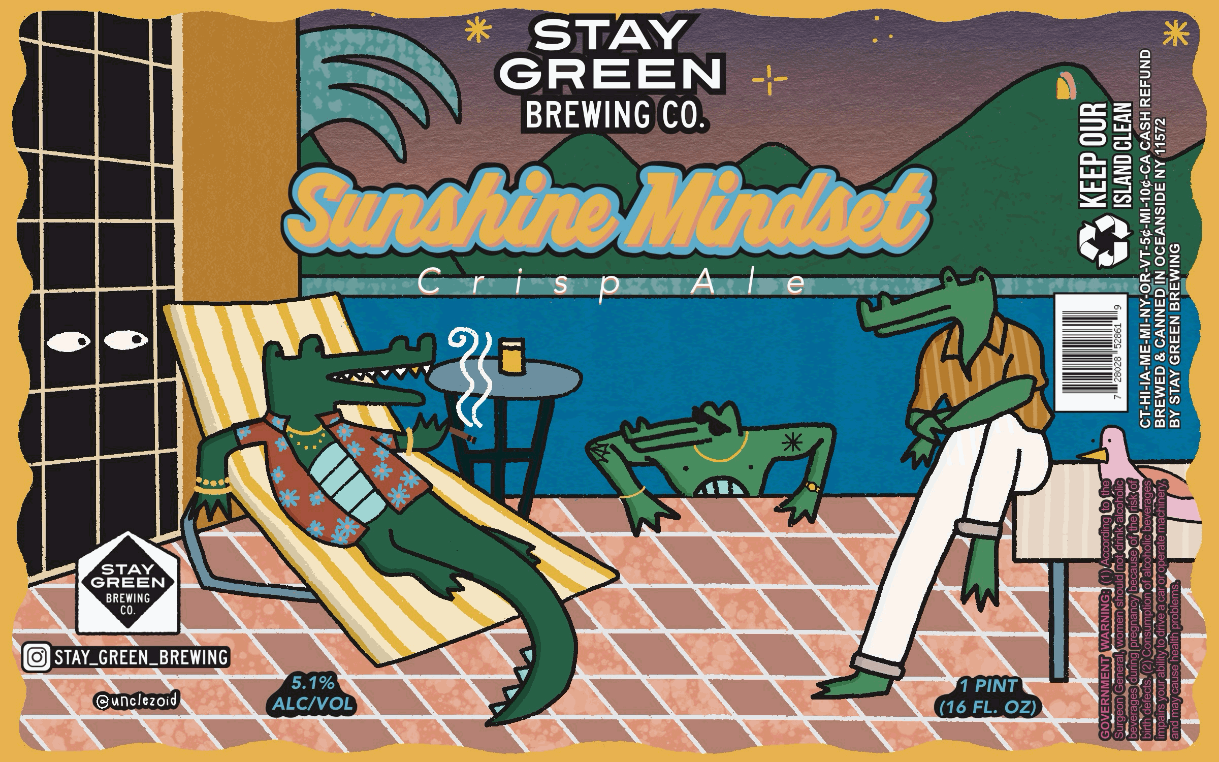 A gif consisting of three different labels designed for Stay Green Brewing Co