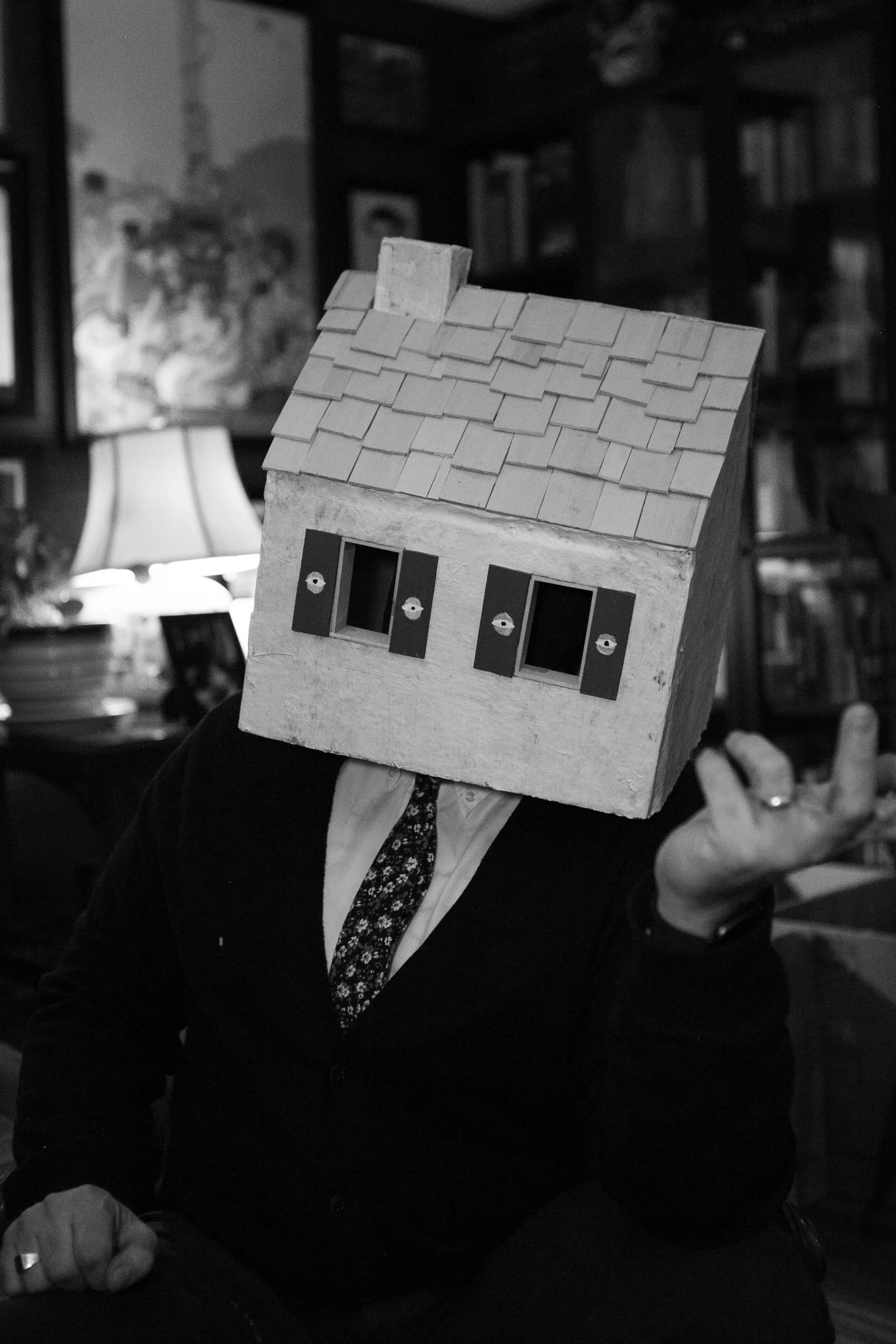 The artist, wearing his ‘homebody’ mask. Portrait taken by Kelli Patterson
