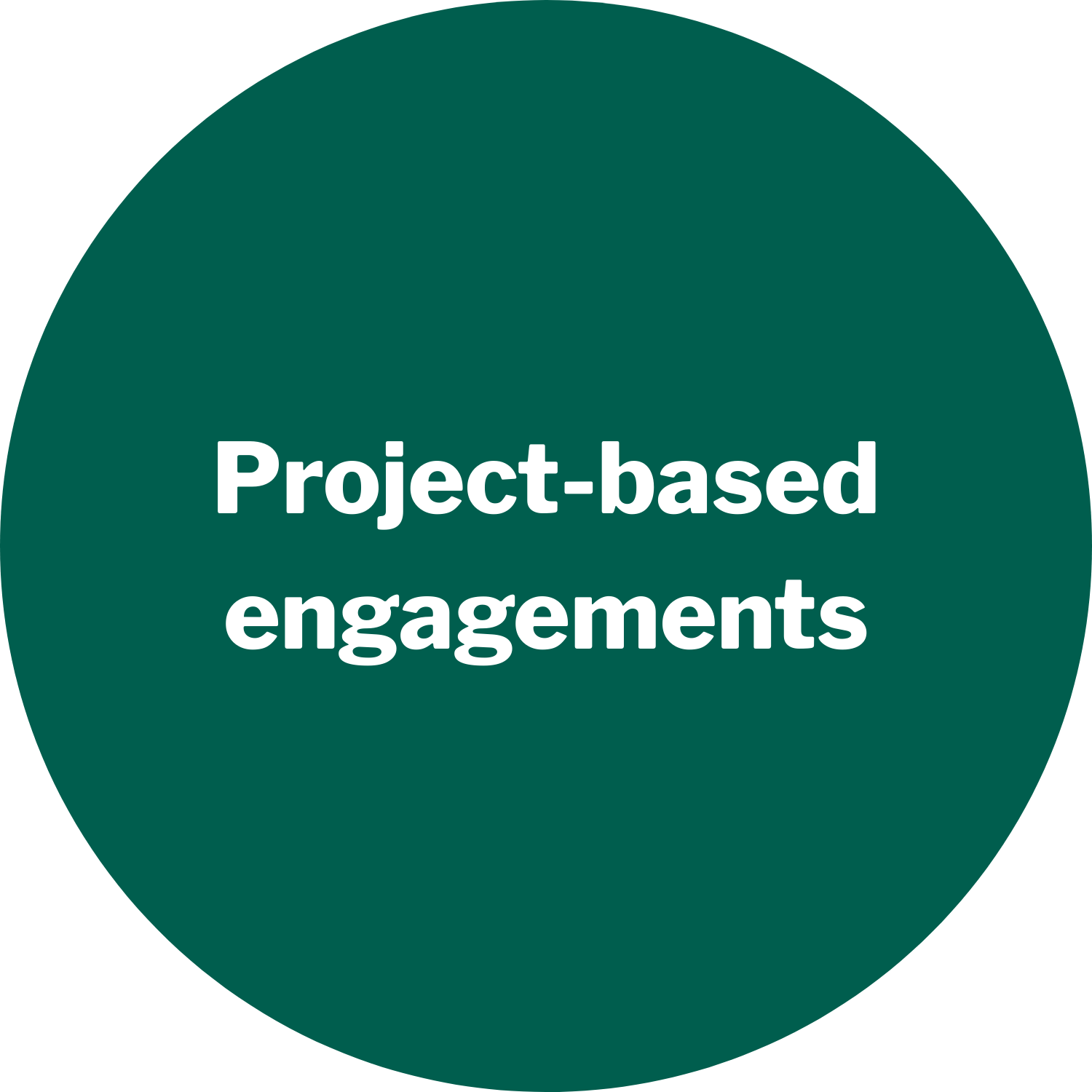 A dark green circle with the text 'Project-based engagements' in white, bold letters centered inside.