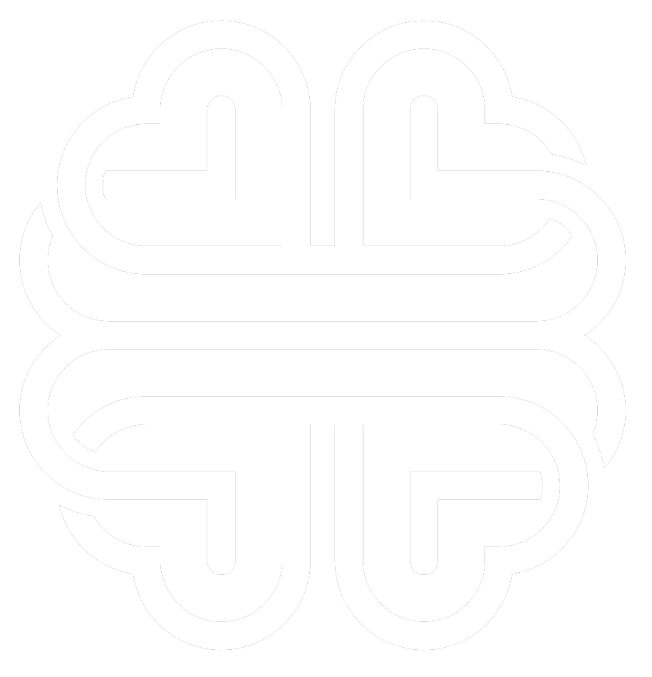 Black and white abstract geometric design with interconnected shapes forming a symmetrical pattern.