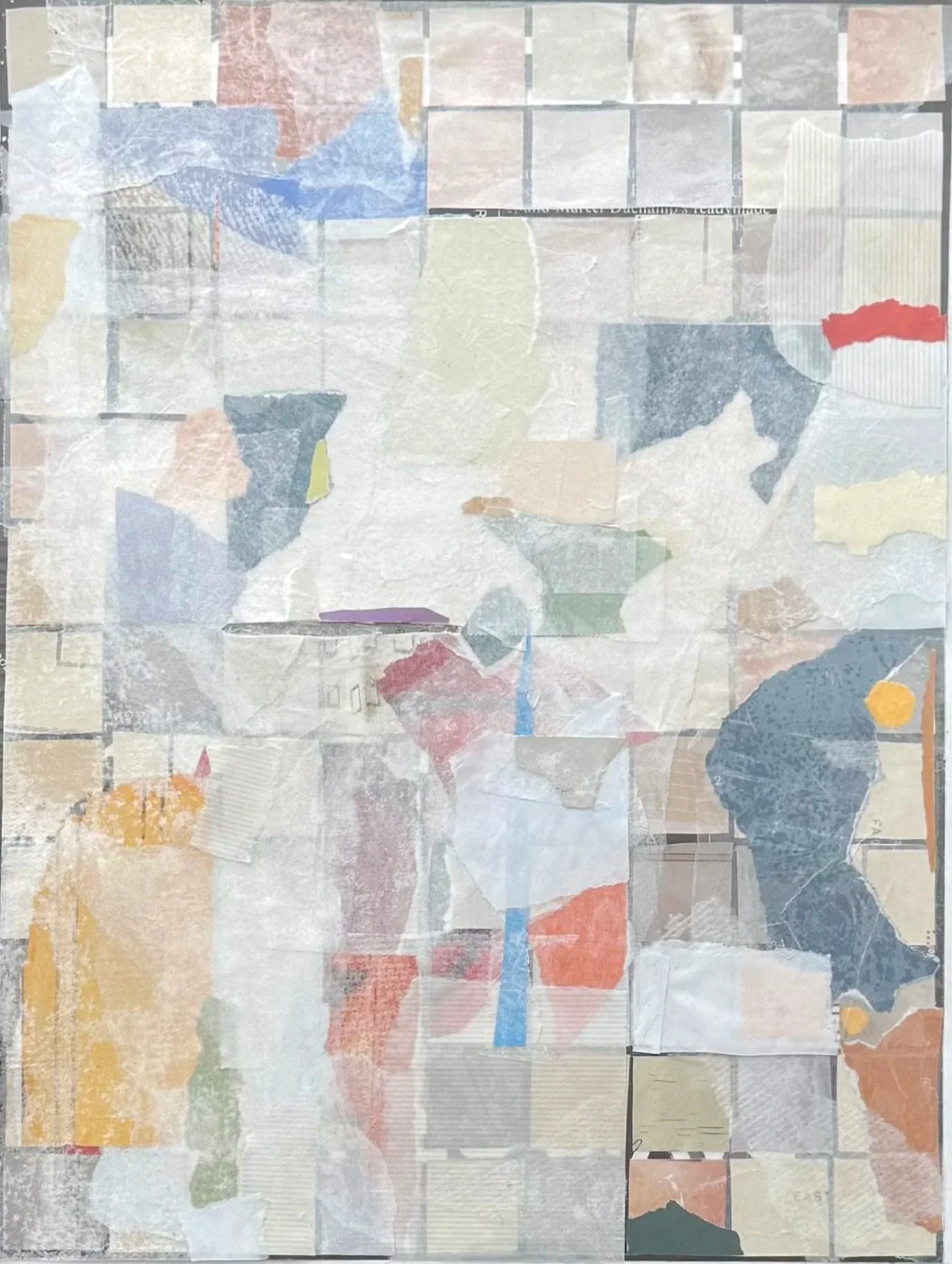 Untitled (Transparency), 2025, mixed media collage (magazine, paper towel, rice paper, wax paper, parchment paper on Bristol board)