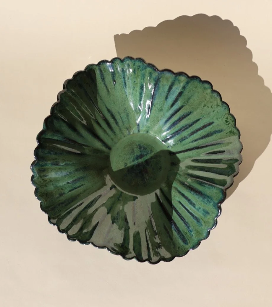 Wave Bowl in Green Lagoon (Large)