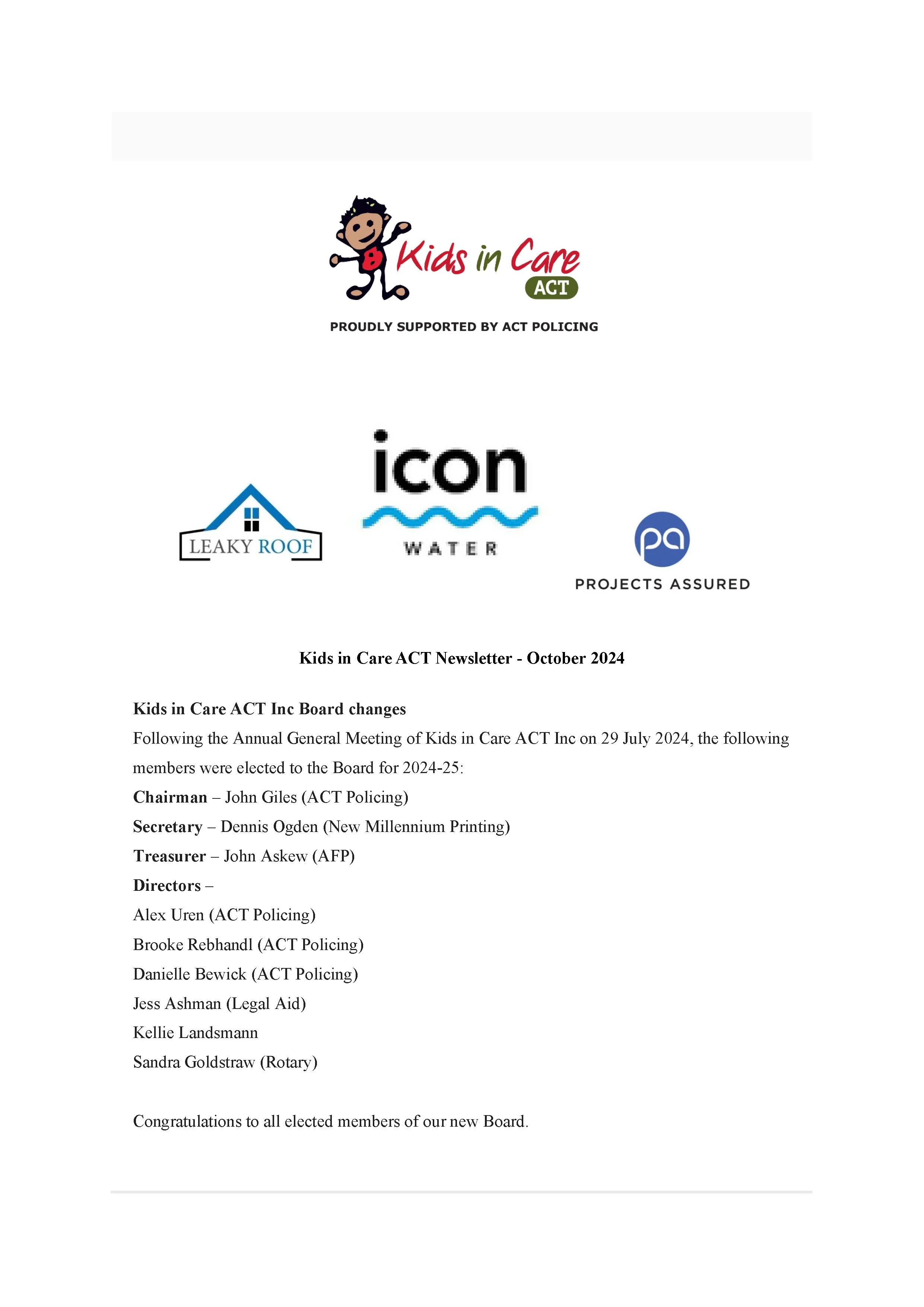 October 2024 Newsletter