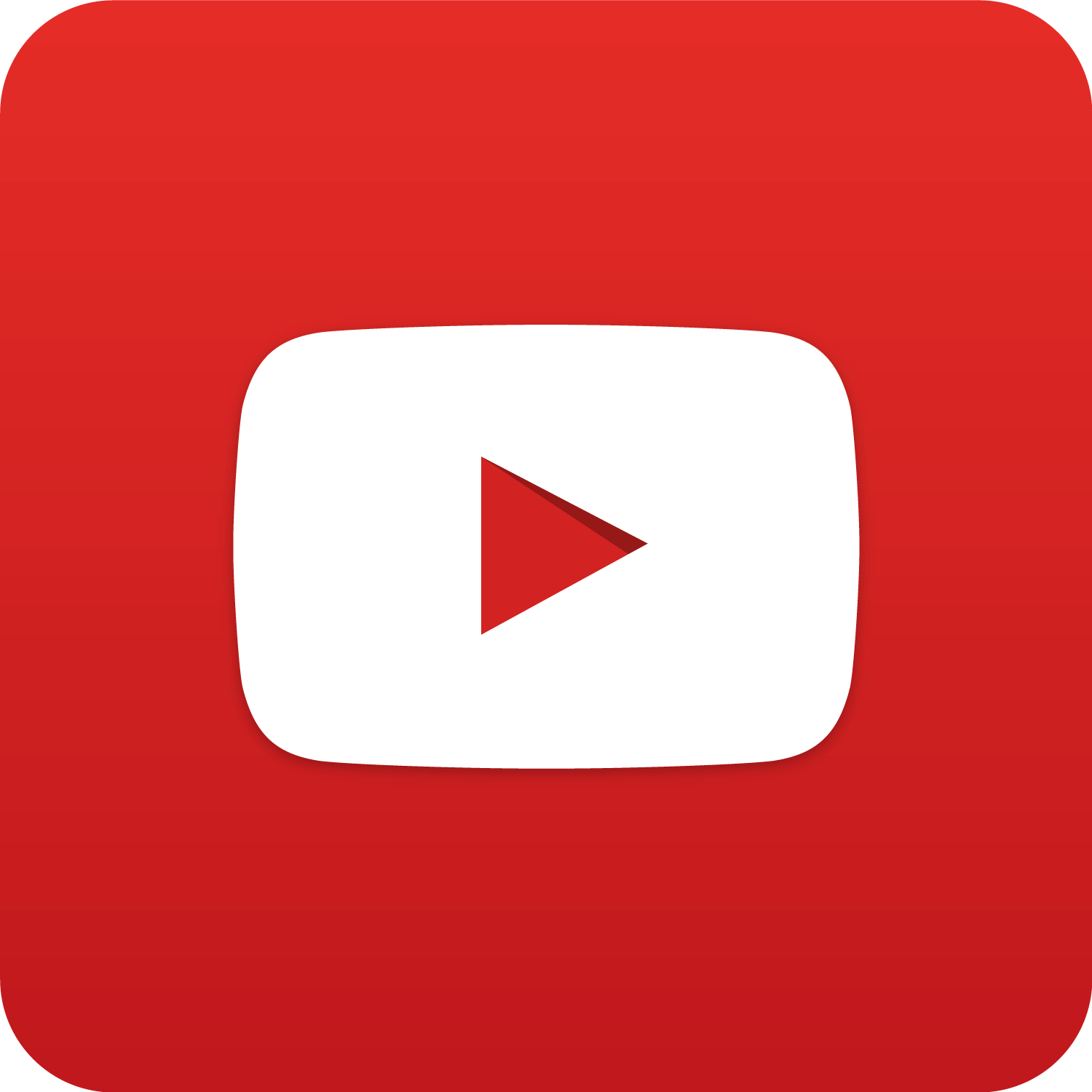 YouTube logo with a red background and a white play button in the center.