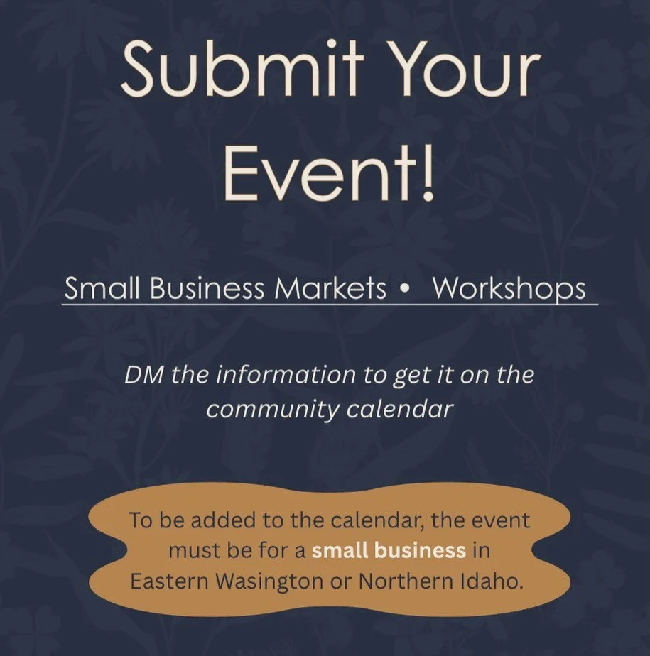 Calling all small businesses in and around Spokane! 

If you make your own products, run a local shop, or host pop-ups/workshops, we want to feature your events on Tandem Market.

Handmade products, artists, and local boutiques are what we are lookin