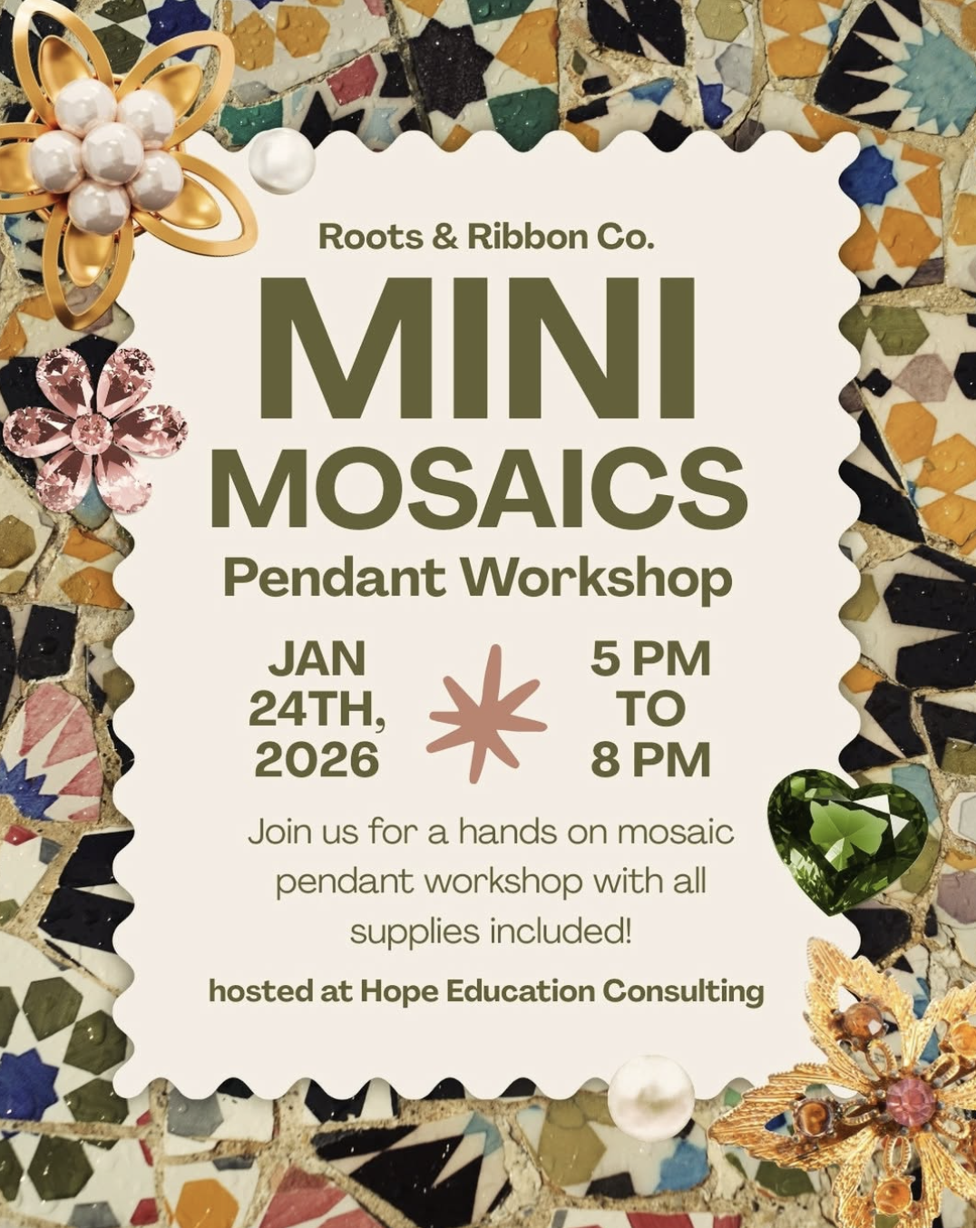 Mini Mosaic Workshop - Roots and Ribbon Co.