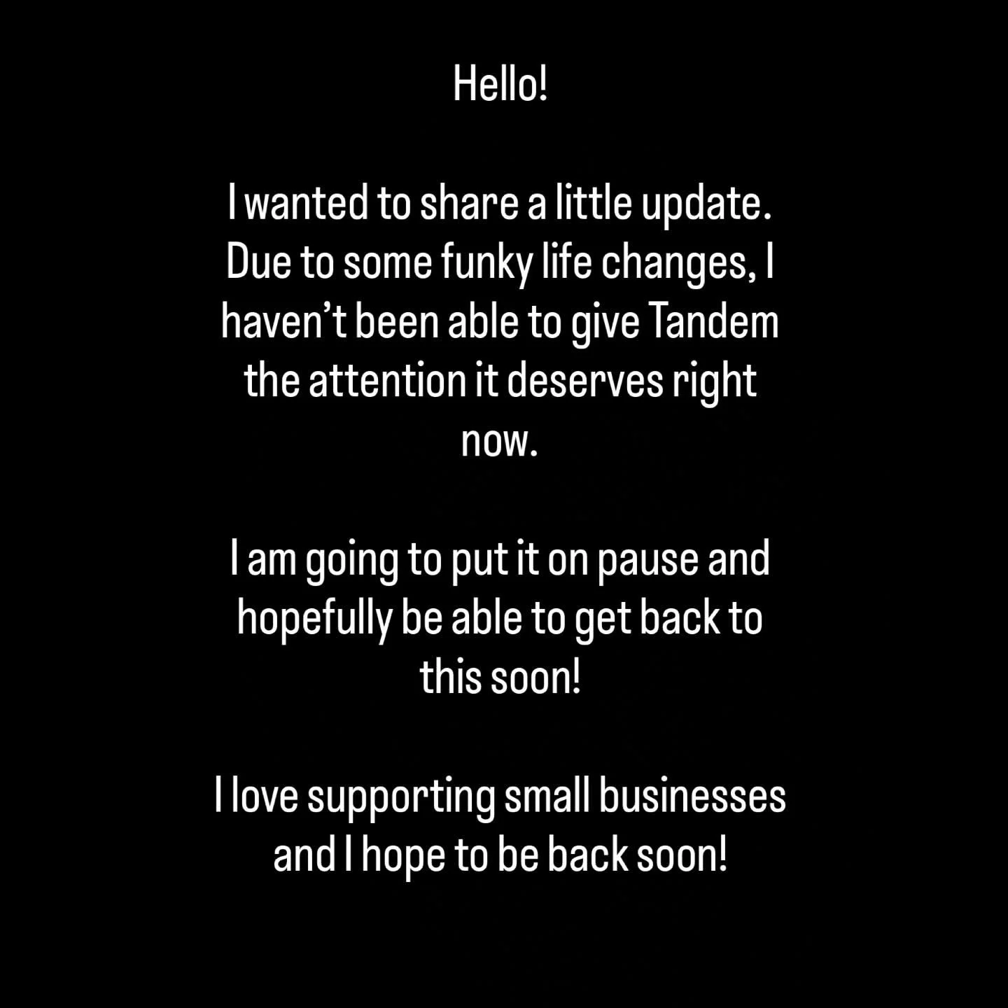 Hopefully be back soon!