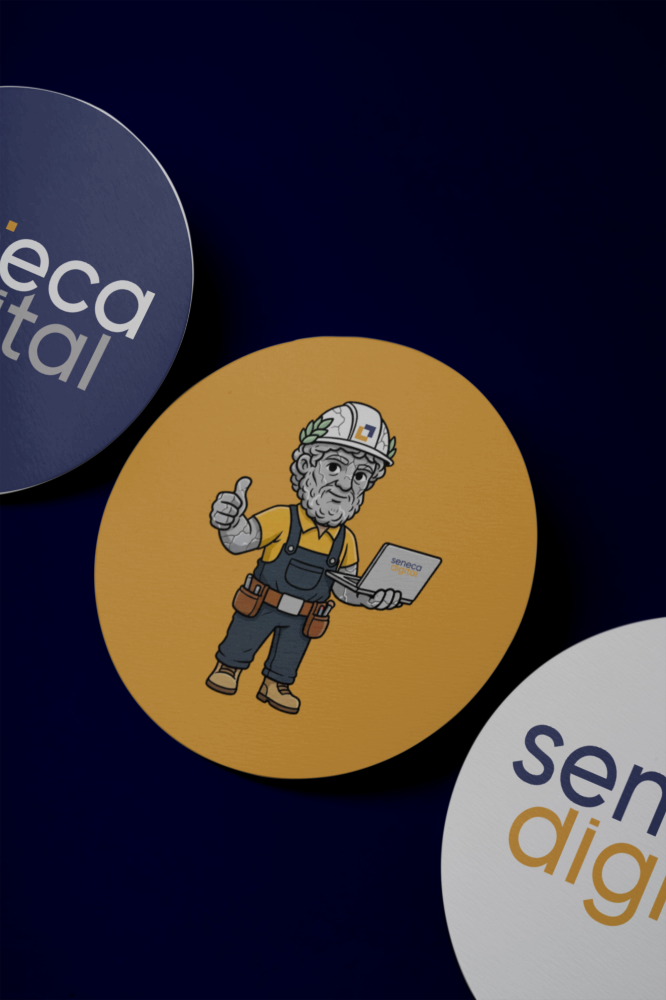 Illustration of an old man with gray hair and beard, wearing a yellow shirt, overalls, and a hard hat, holding a tablet with a thumbs-up gesture.