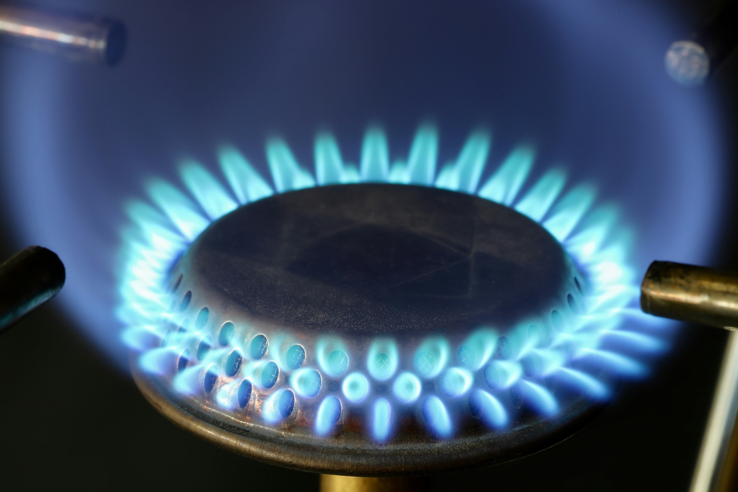 A gas stove top
