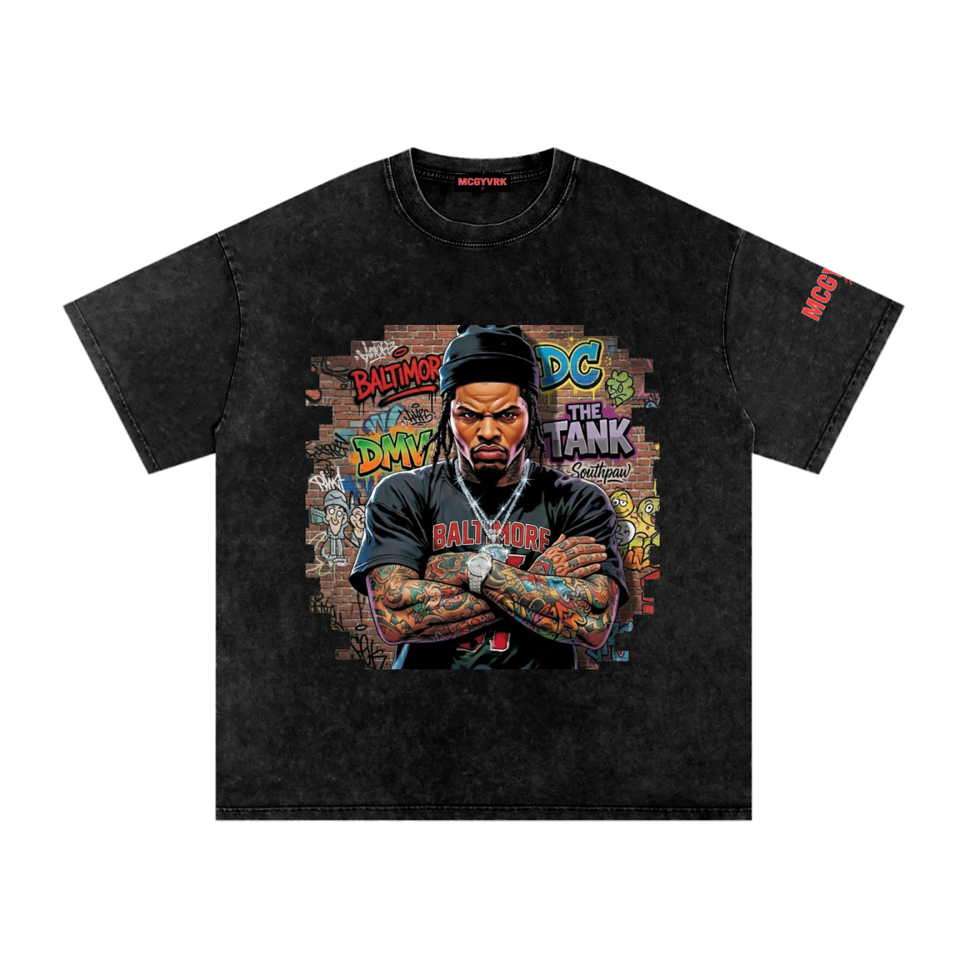 Tank B-More Brick | Snow Washed Oversized Cotton T-Shirt