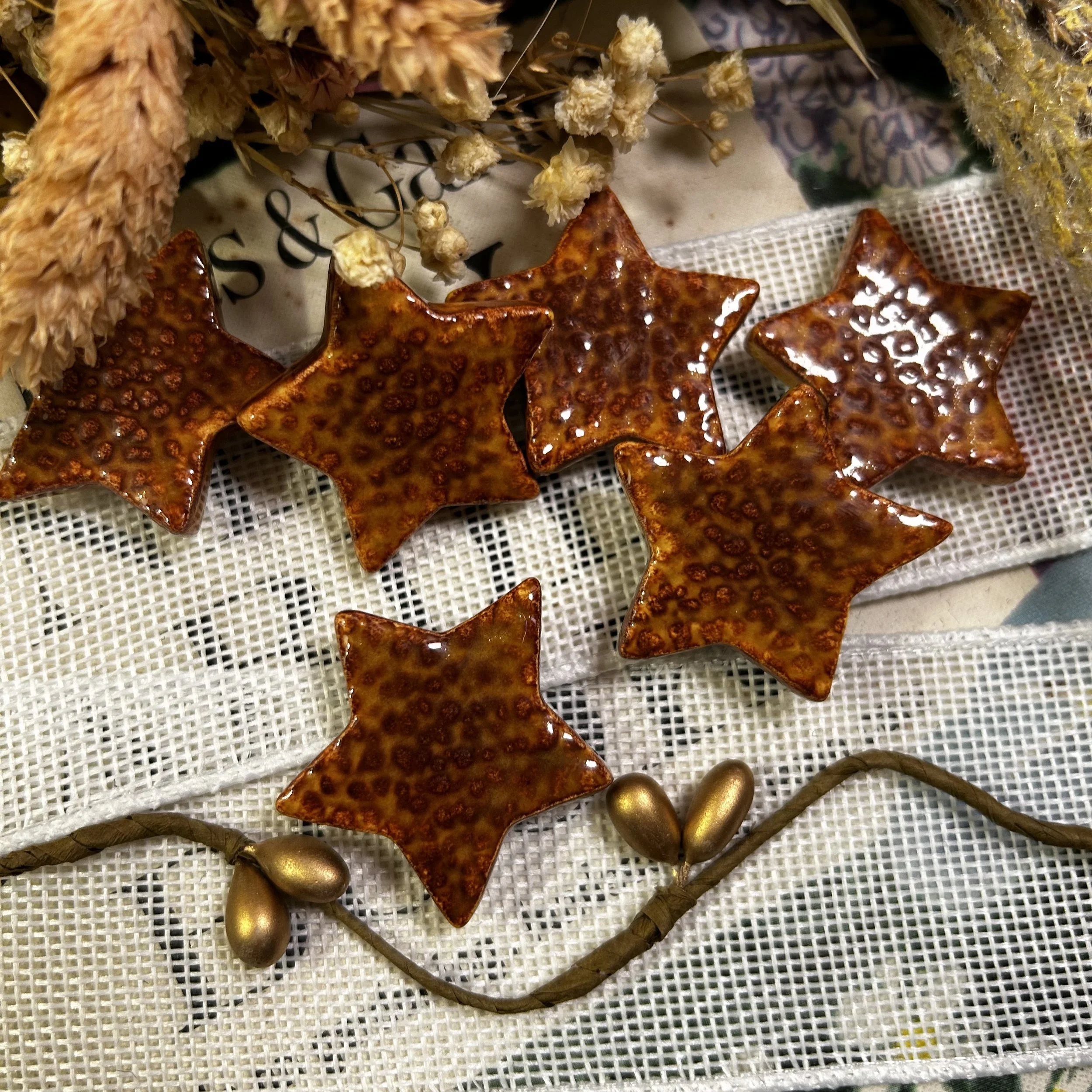 Handcrafted Ceramic Star Magnets (5 pack)